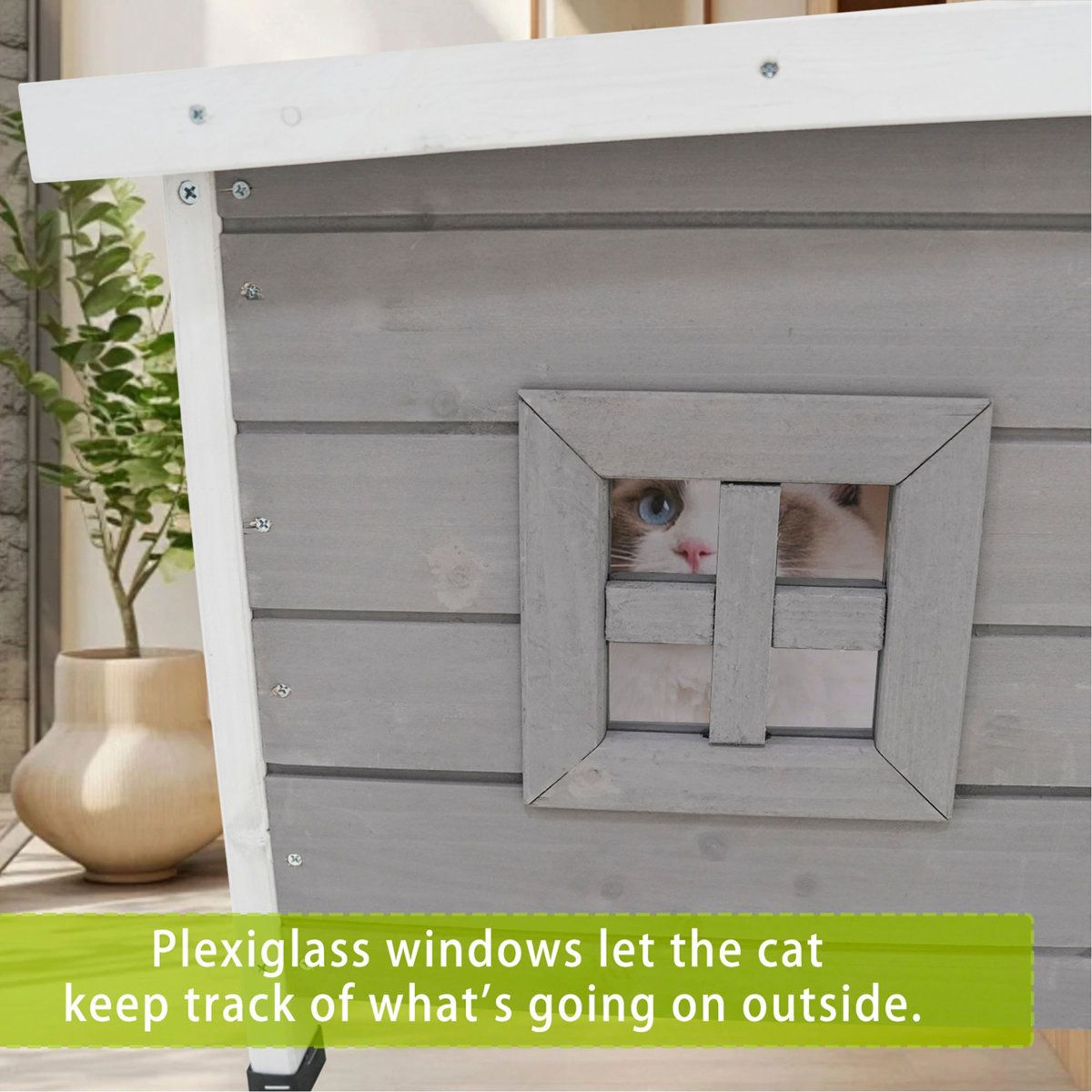 Weatherproof Outdoor Cat House And Feral Kitty Shelter With Asphalt Roof 6