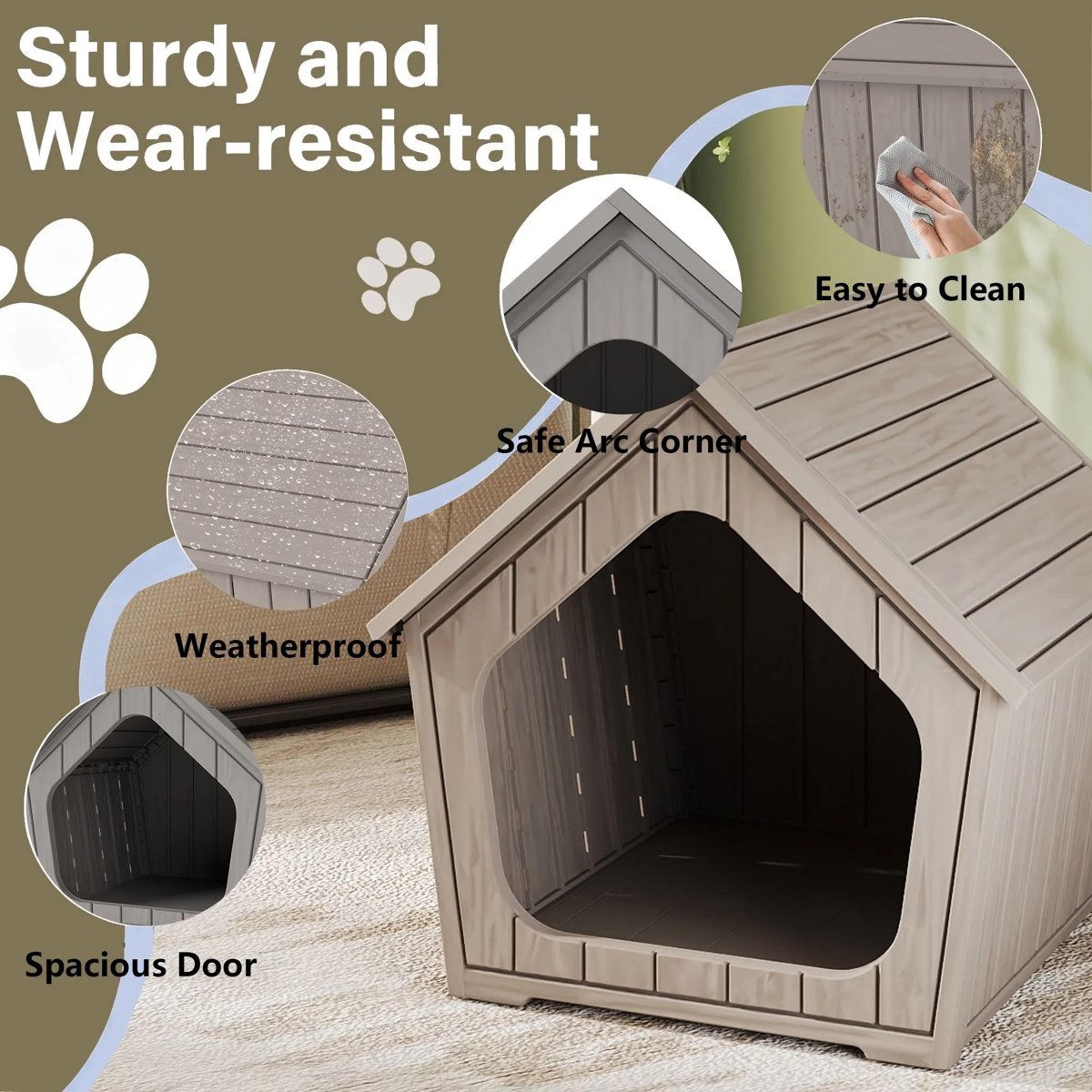 Modern Weatherproof HDPE Small Dog House And Outdoor Cat Shelter 2
