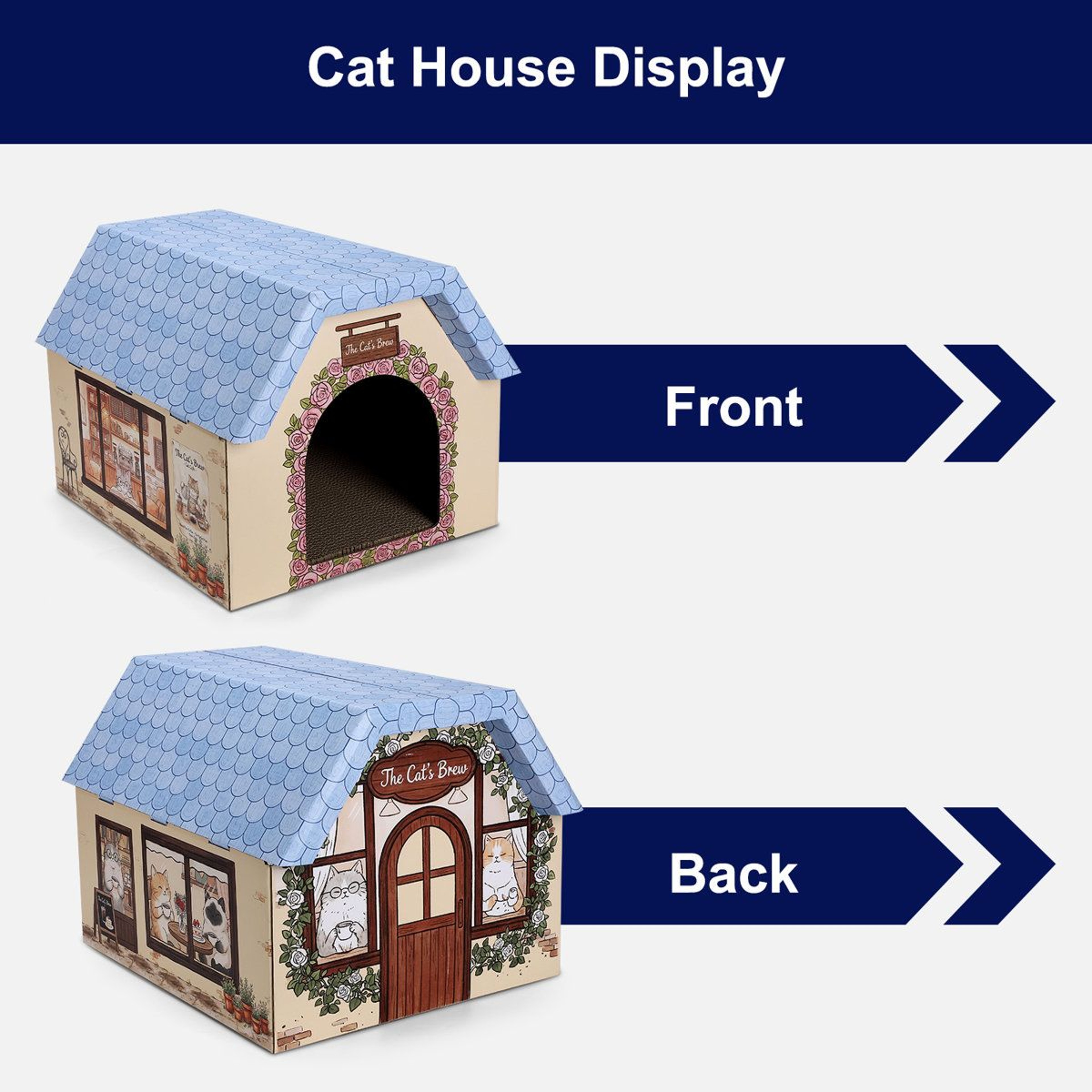 Coffee Shop Fun House 2in1 Cardboard Cat House And Scratcher Playhouse 1