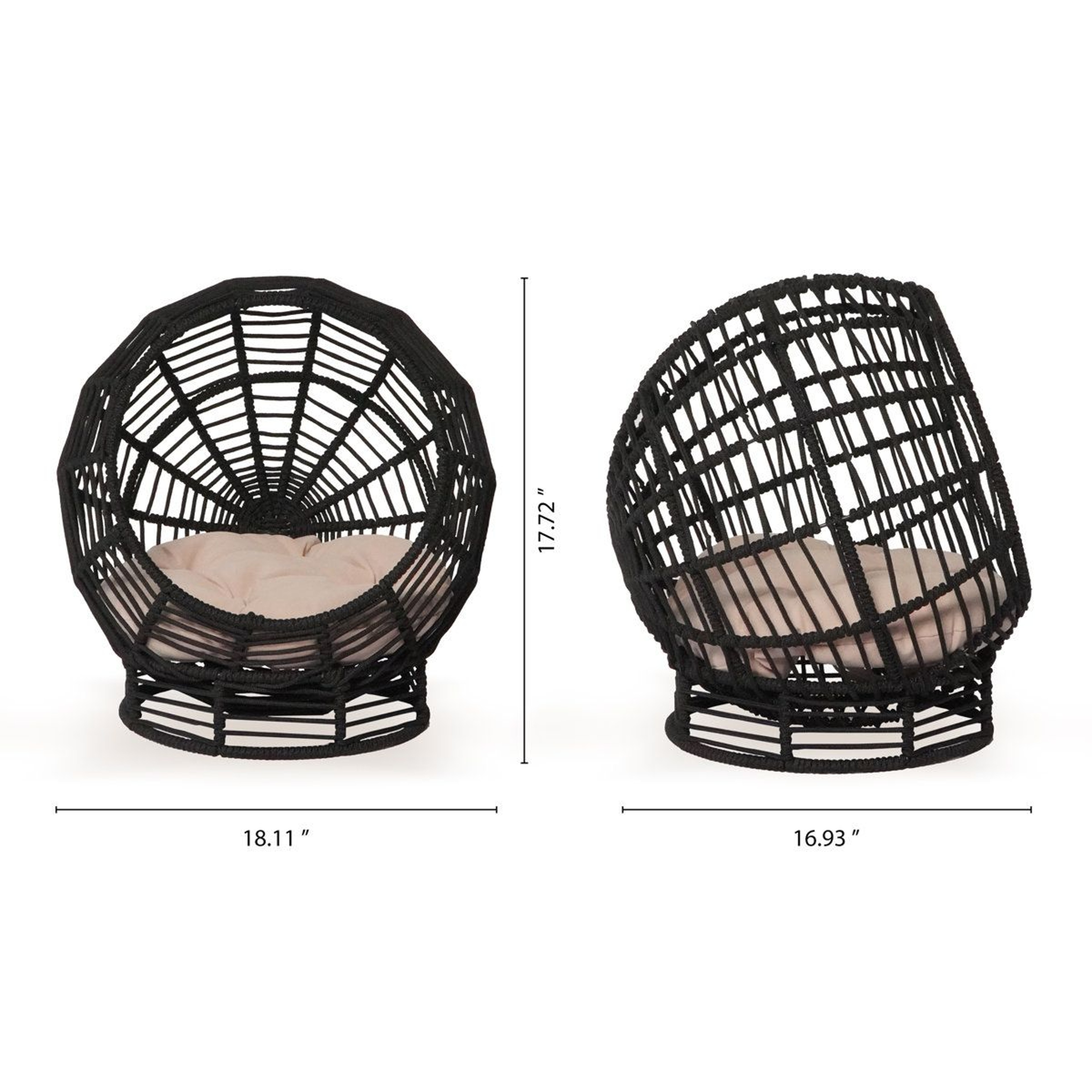 Elevated Cat Hut Woven Indoor Cooling Cat Bed With Plush Cushion 3