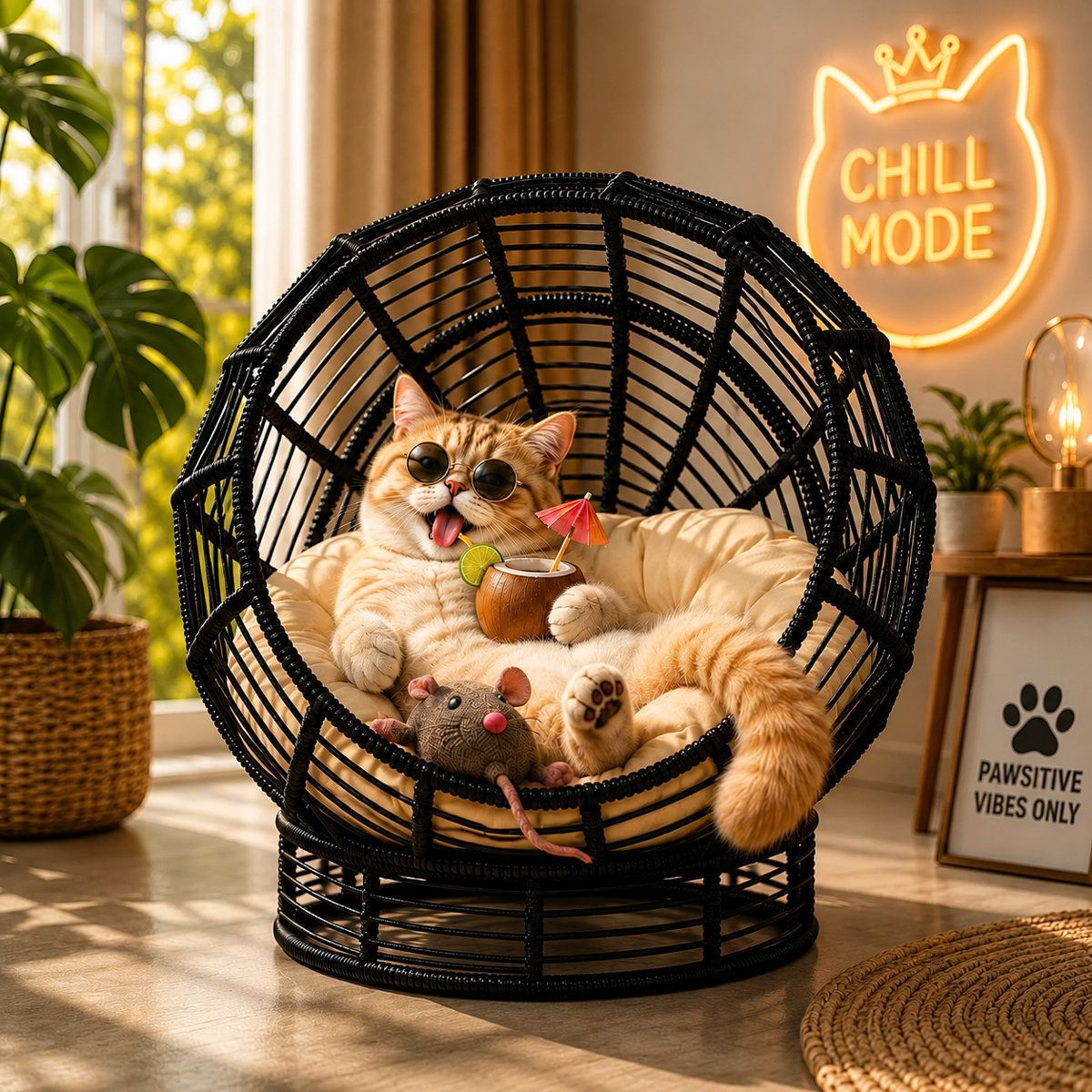 Elevated Cat Hut Woven Indoor Cooling Cat Bed With Plush Cushion 5