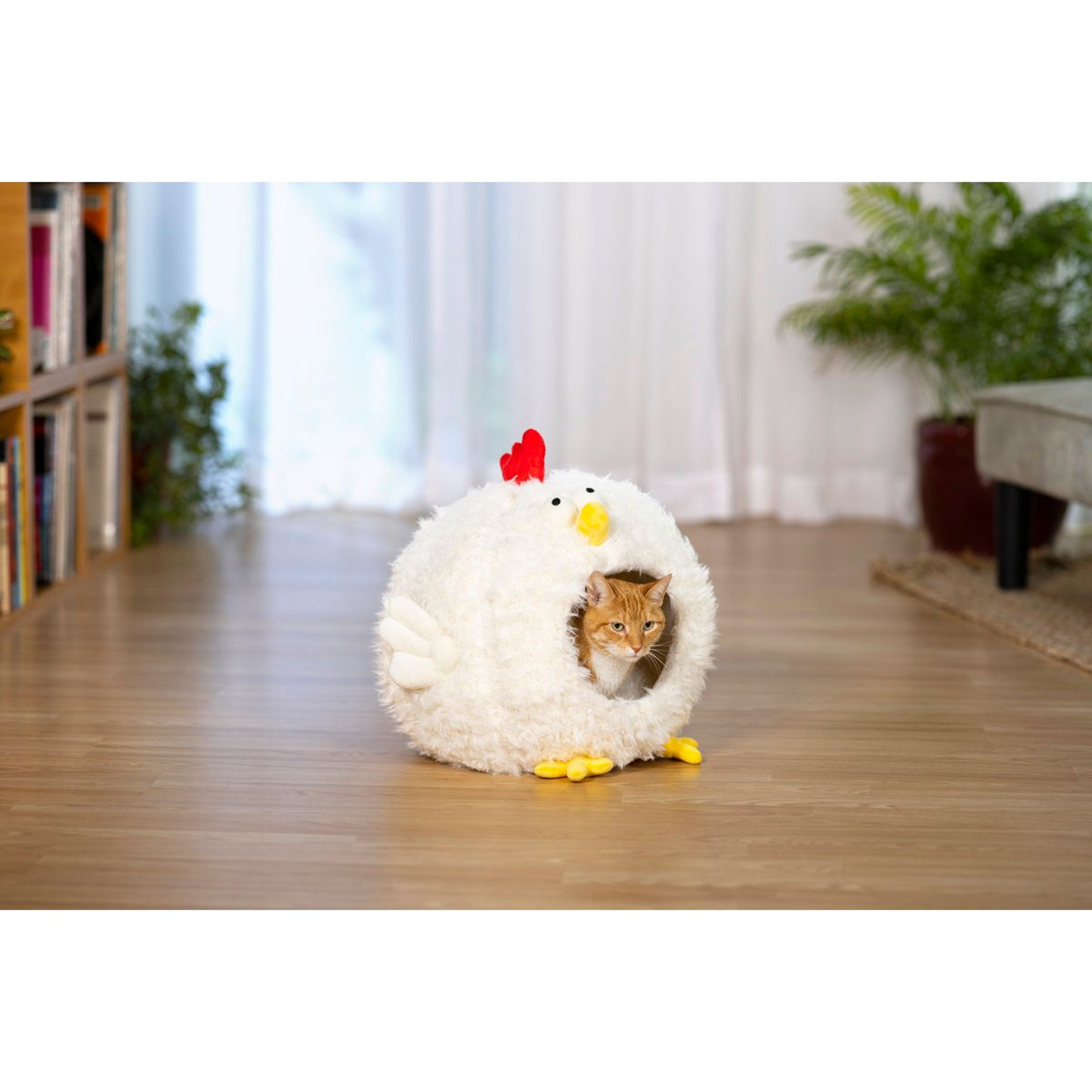 Comfy Chicken Plush Cat Bed Hideaway 5