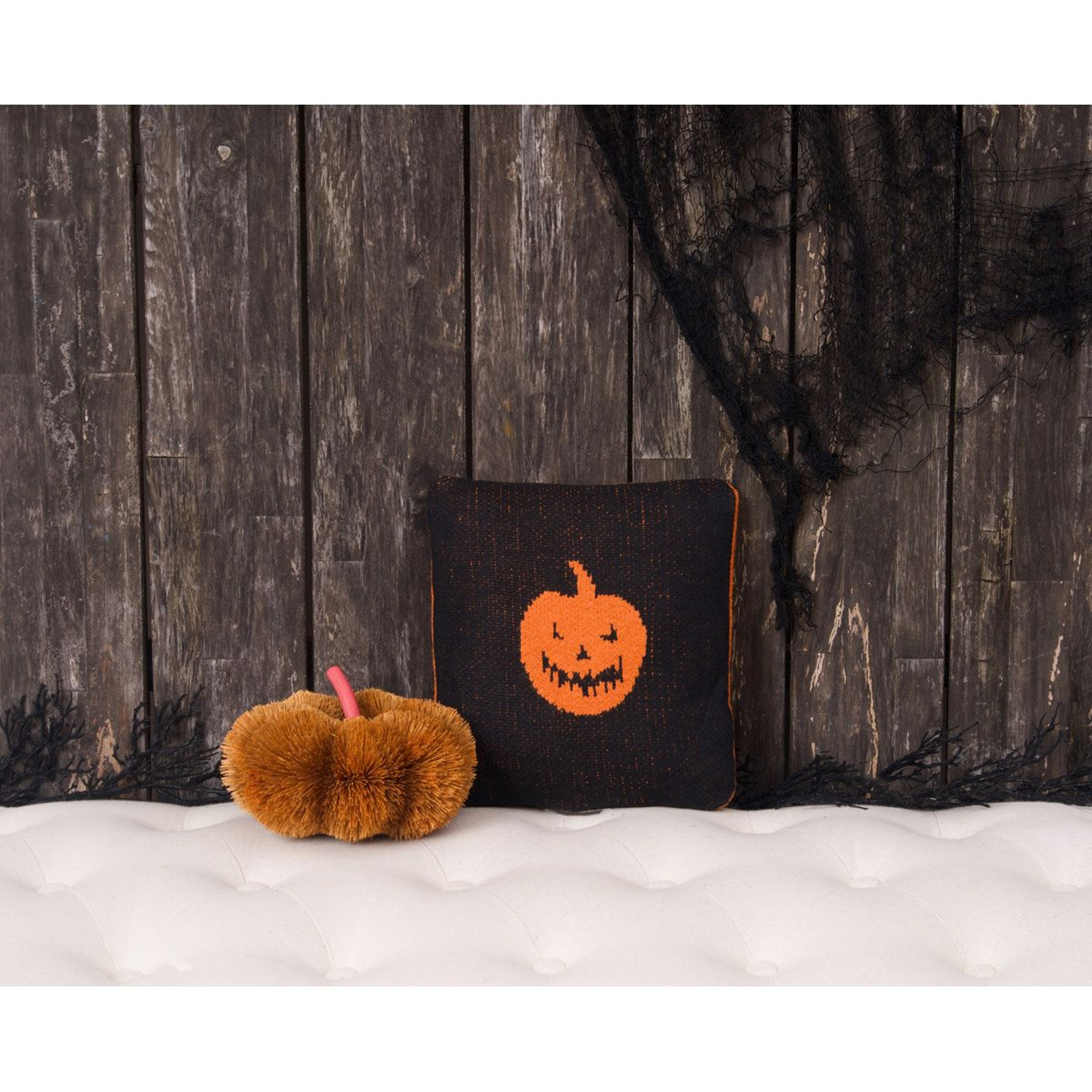 Lantern Reversible Knit Halloween Throw Pillow 3