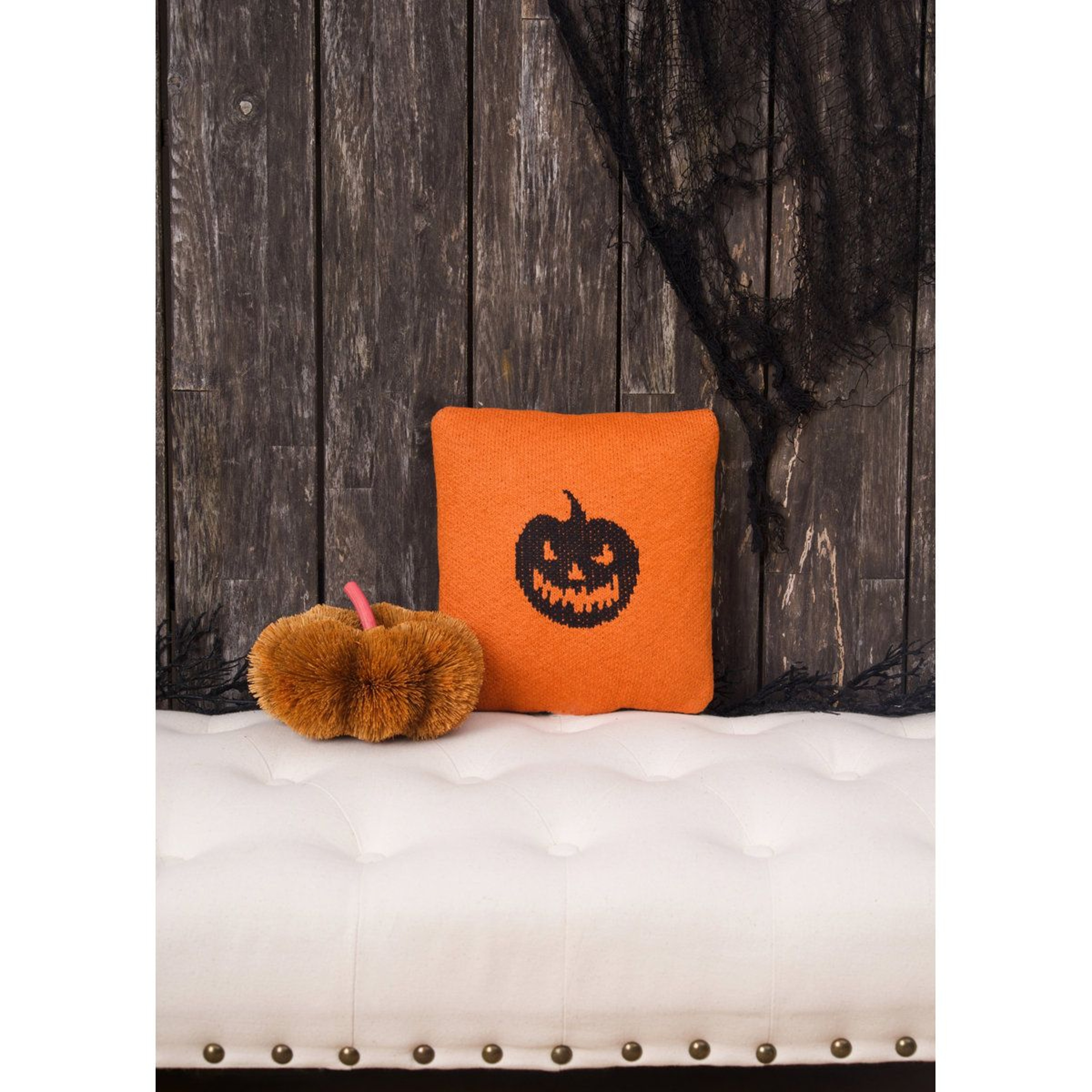 Lantern Reversible Knit Halloween Throw Pillow 4