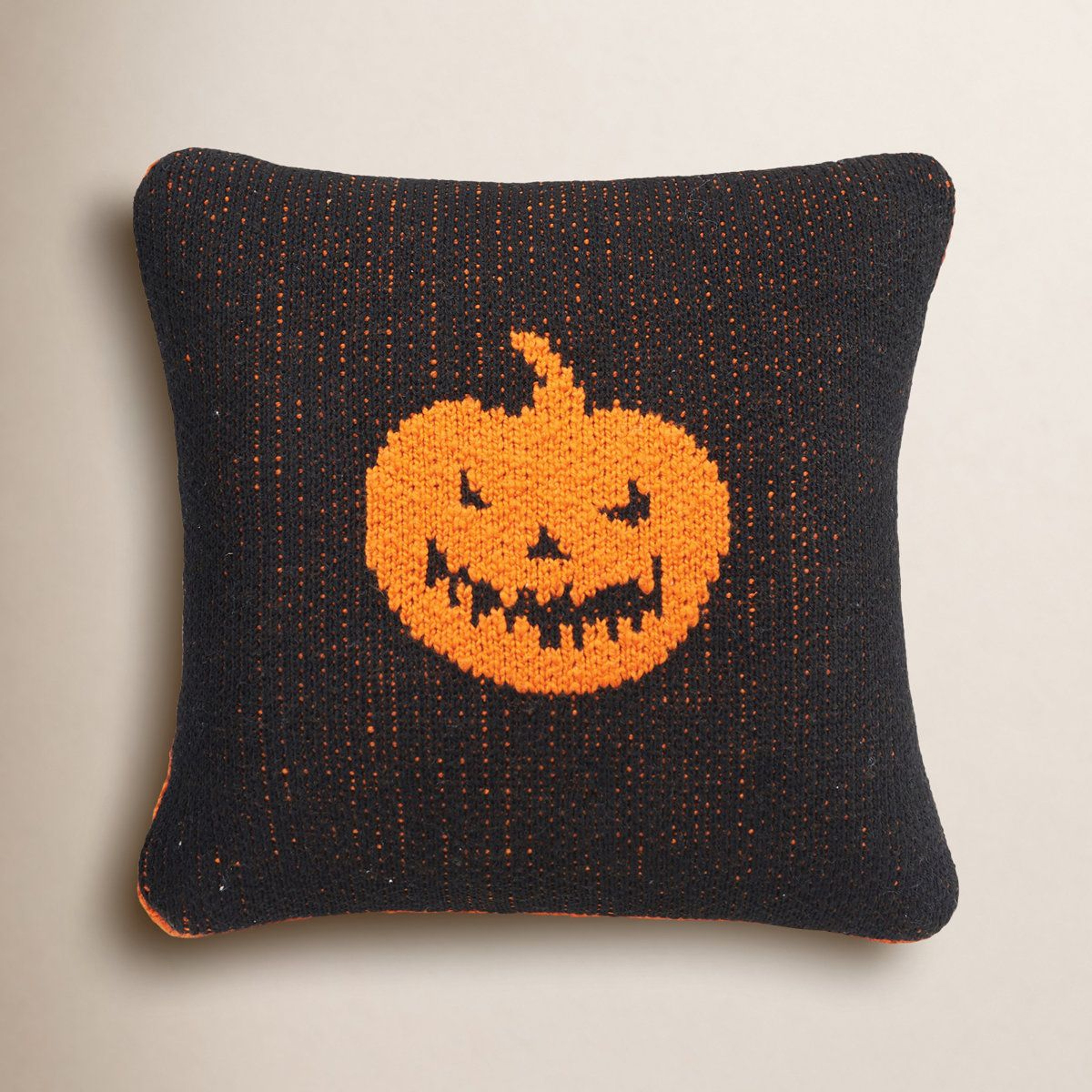 Lantern Reversible Knit Halloween Throw Pillow 7