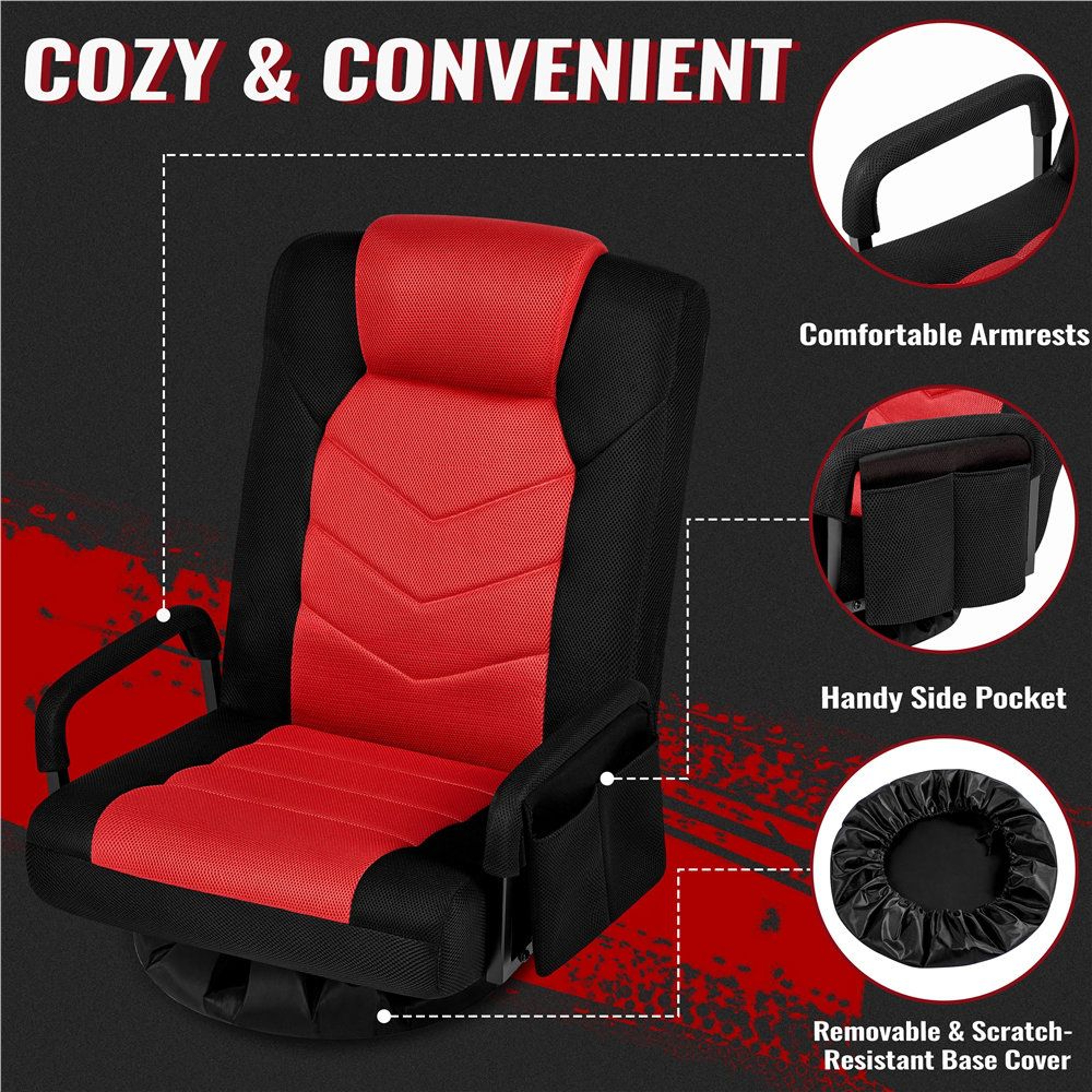 360 Swivel Gaming Floor Chair With Adjustable Backrest Foldable Ergonomic Seat For Console Gaming A 5