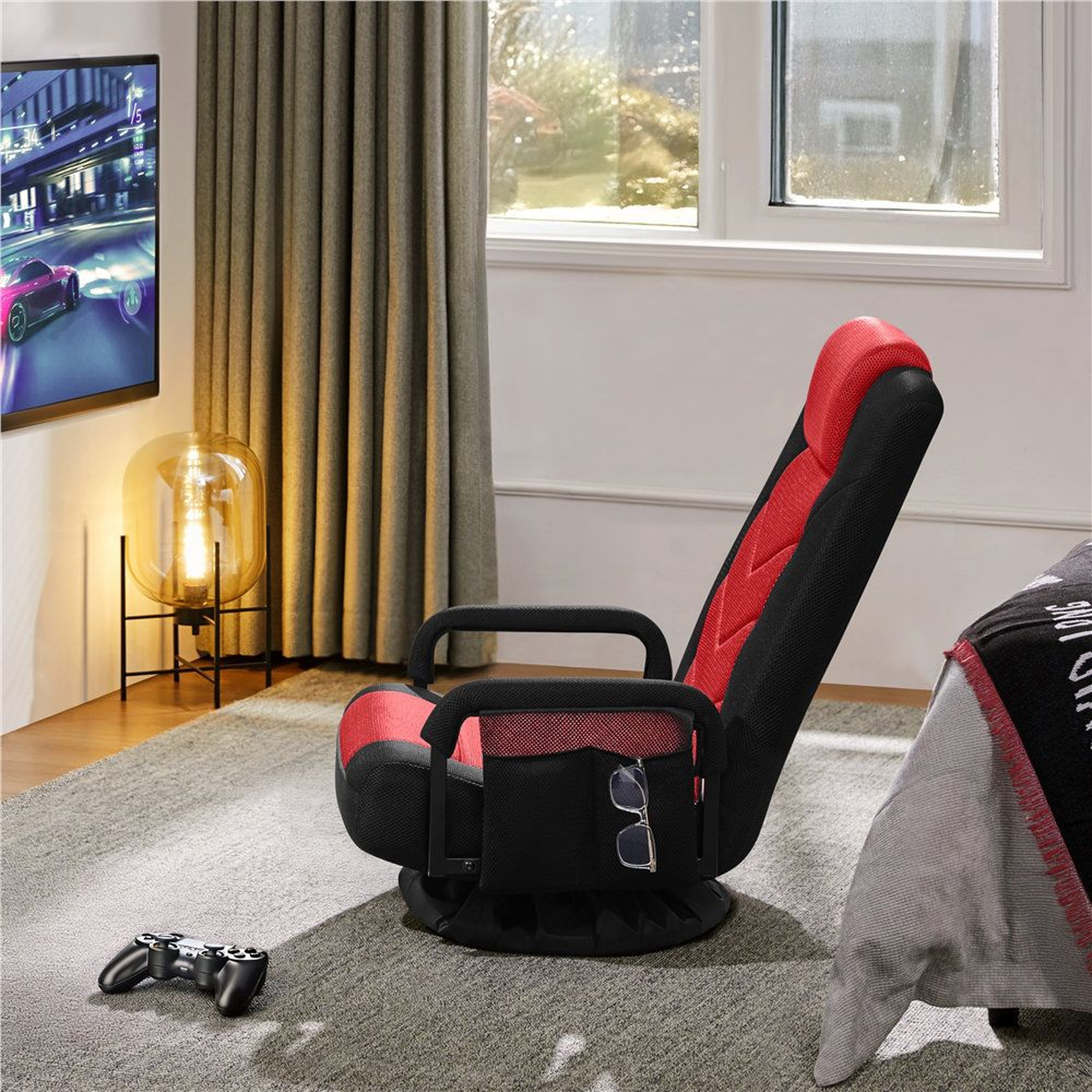 360 Swivel Gaming Floor Chair With Adjustable Backrest Foldable Ergonomic Seat For Console Gaming A 8