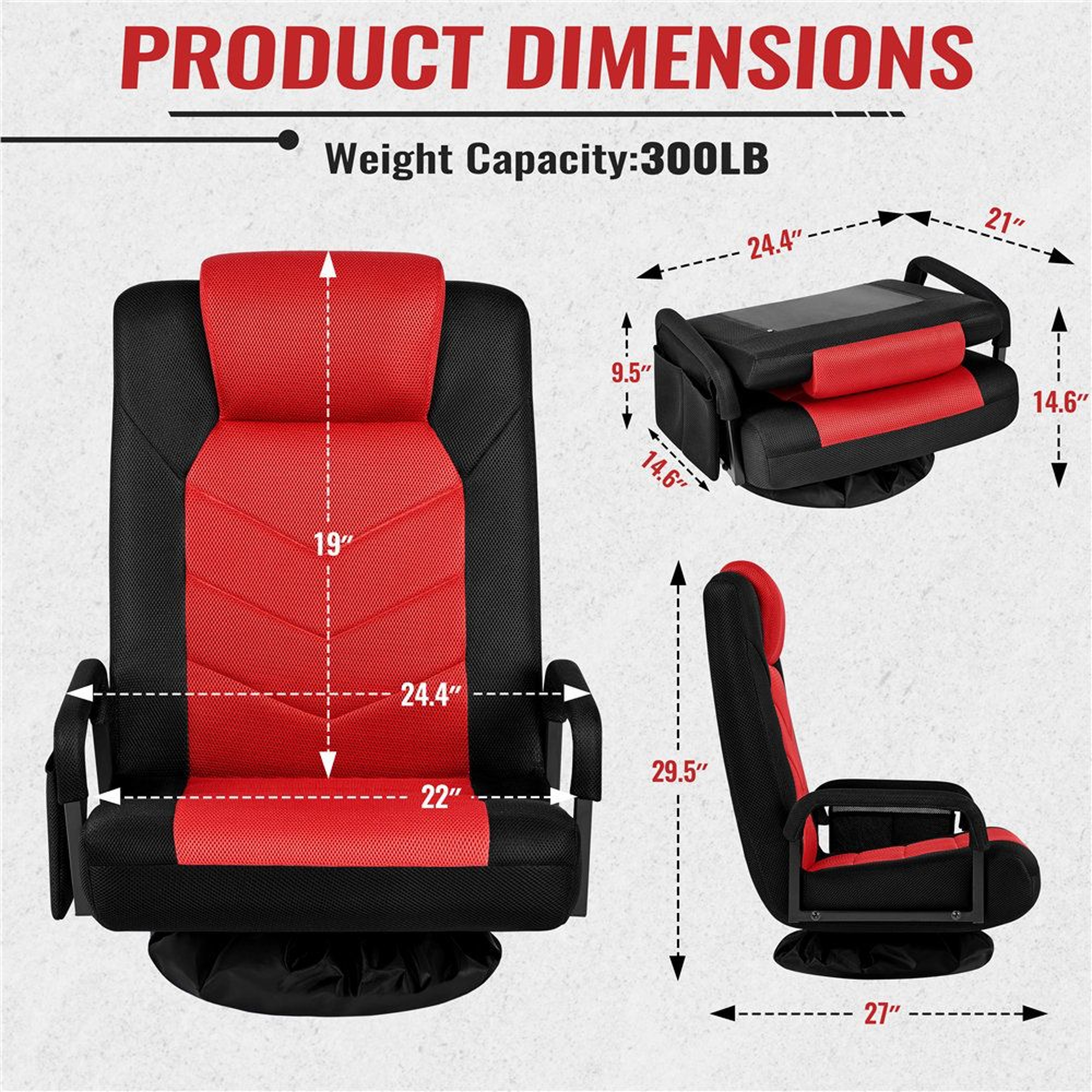 360 Swivel Gaming Floor Chair With Adjustable Backrest Foldable Ergonomic Seat For Console Gaming A 6