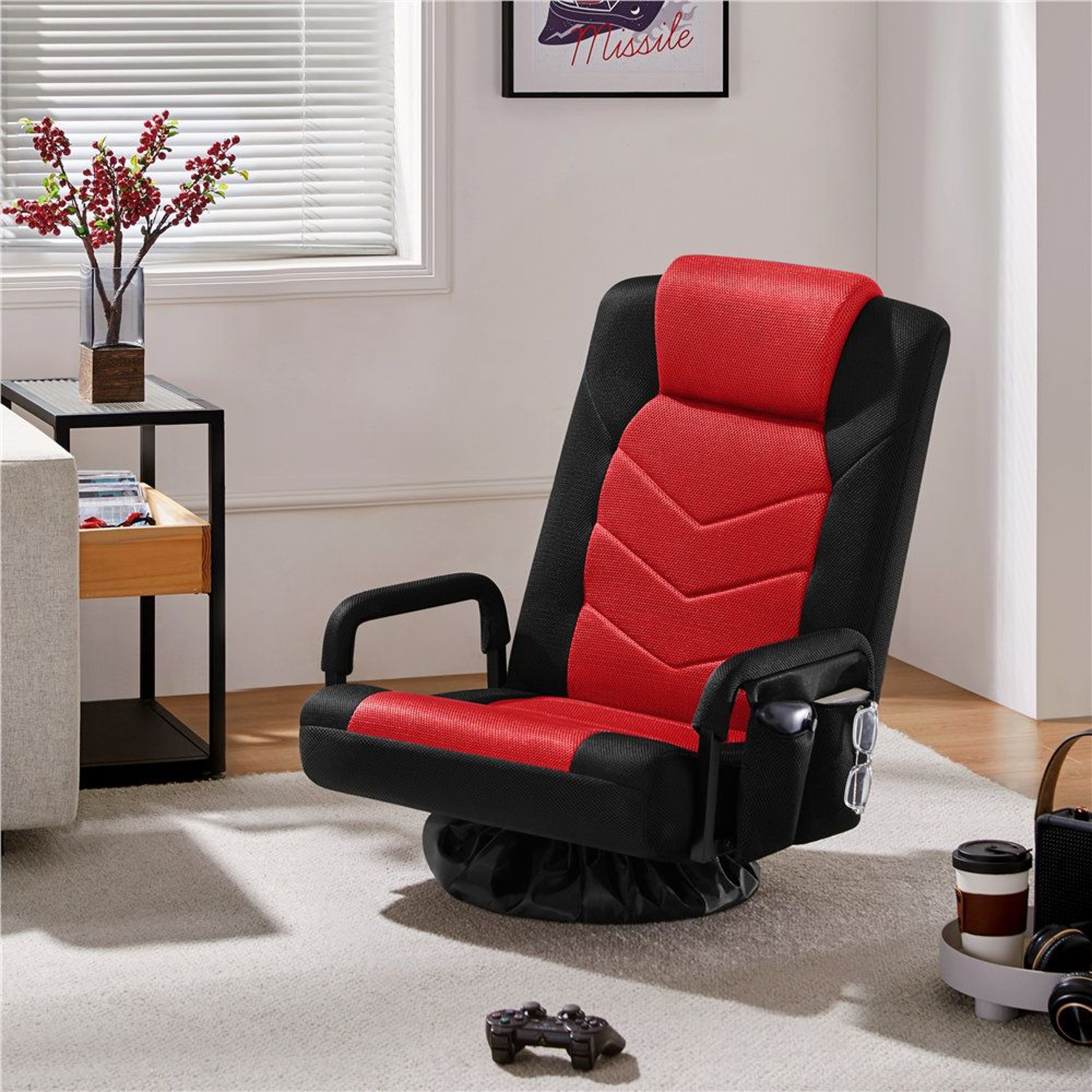 360 Swivel Gaming Floor Chair With Adjustable Backrest Foldable Ergonomic Seat For Console Gaming A 7
