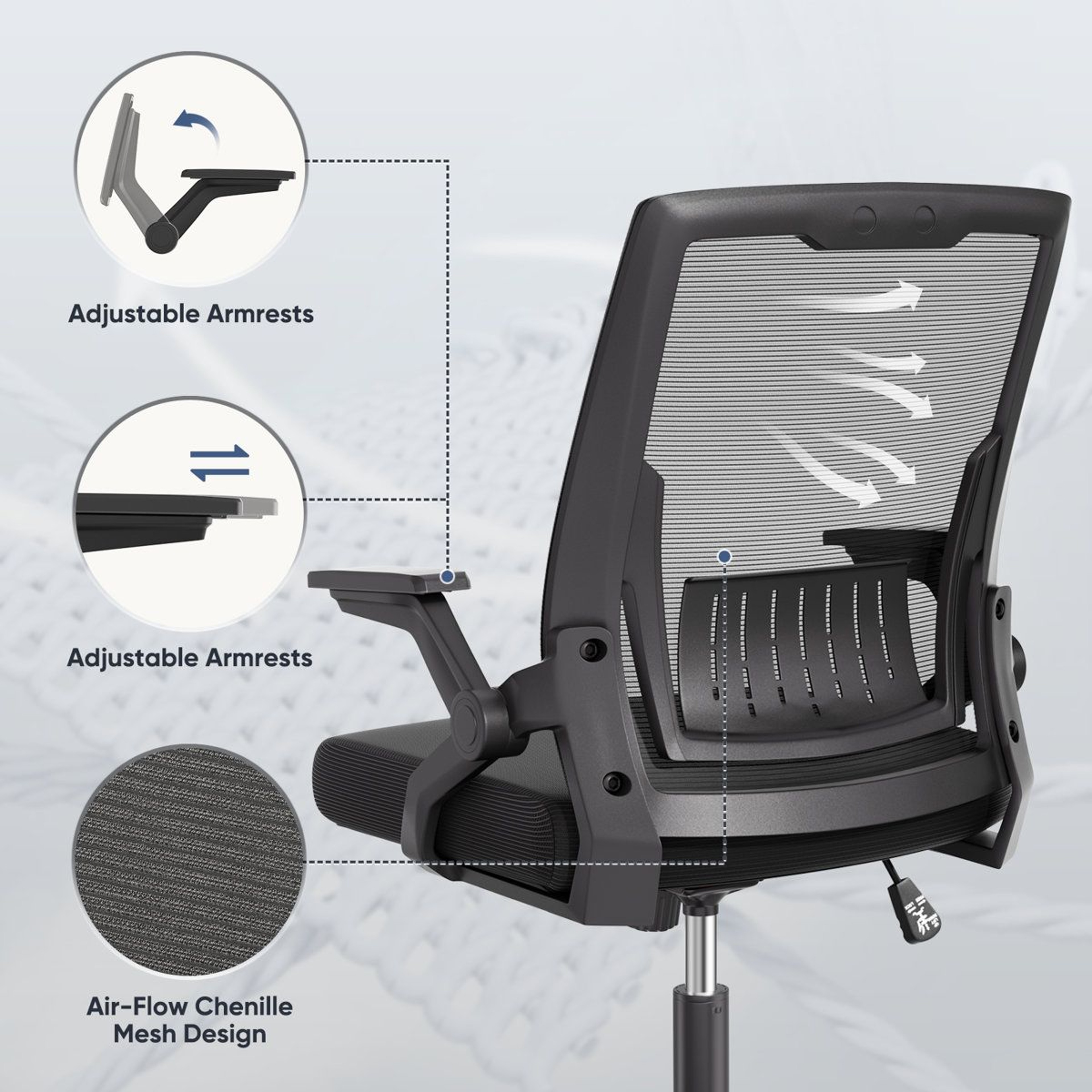 Ergonomic Mesh Office Chair With FlipUp Arms For Small Spaces 2
