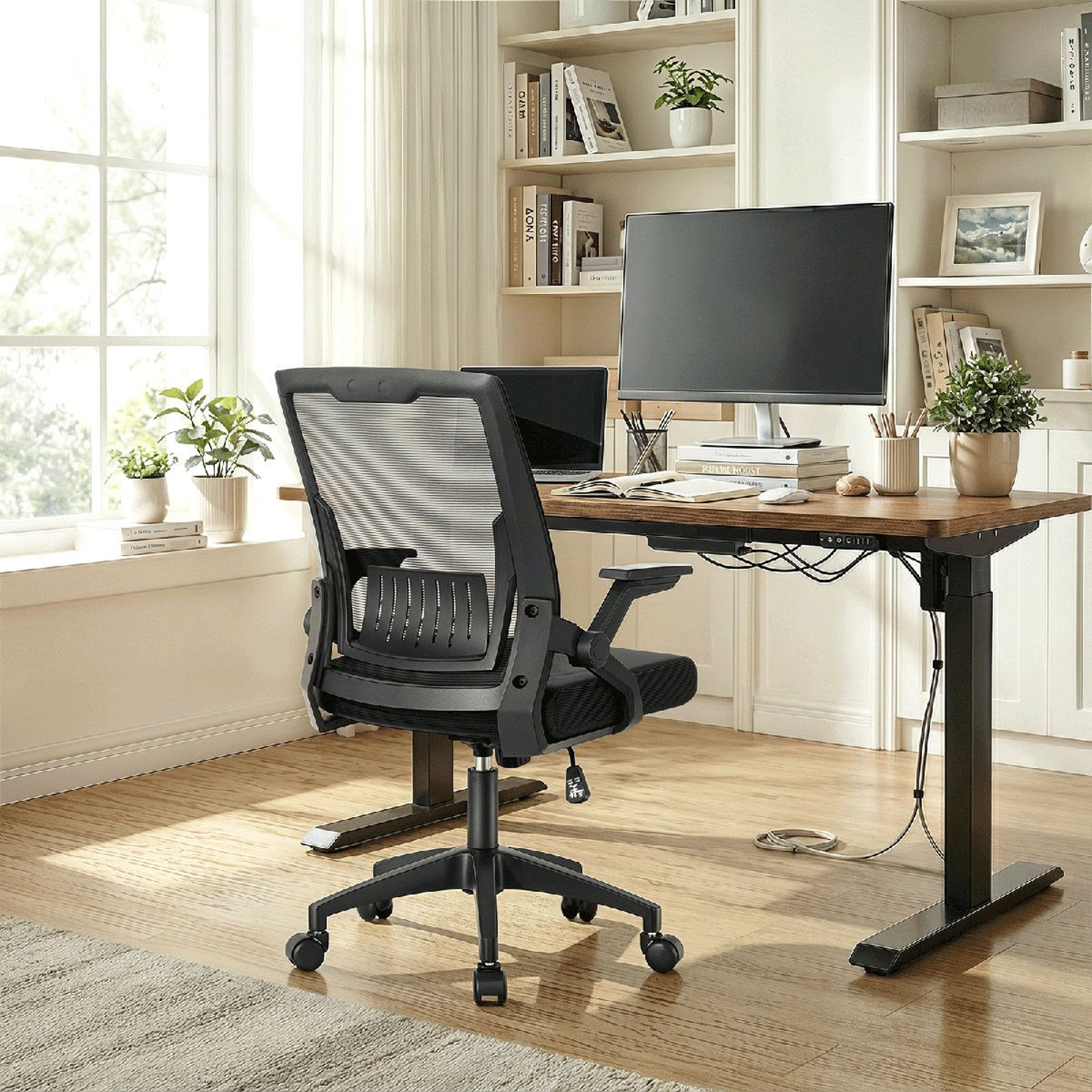 Ergonomic Mesh Office Chair With FlipUp Arms For Small Spaces 4