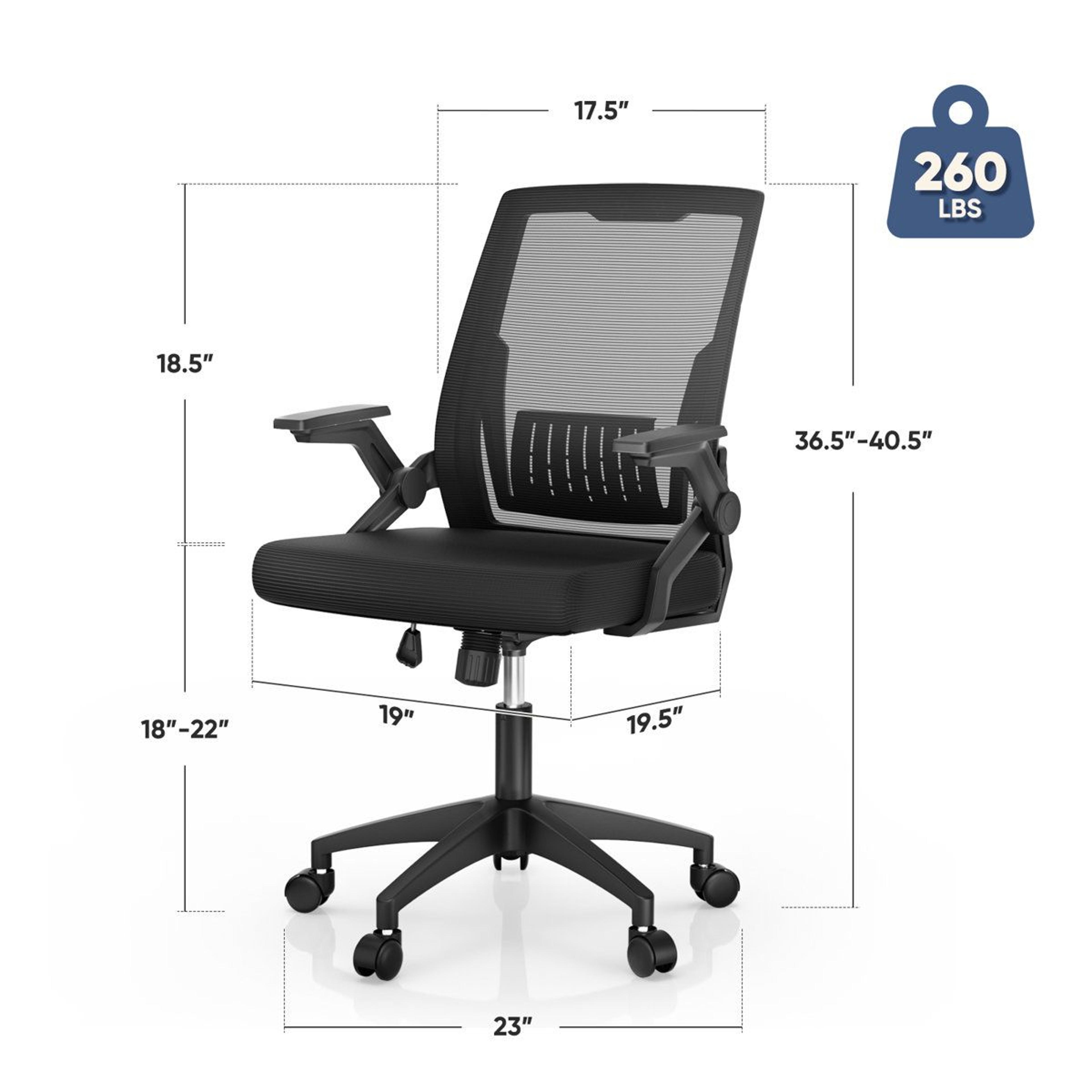 Ergonomic Mesh Office Chair With FlipUp Arms For Small Spaces 5