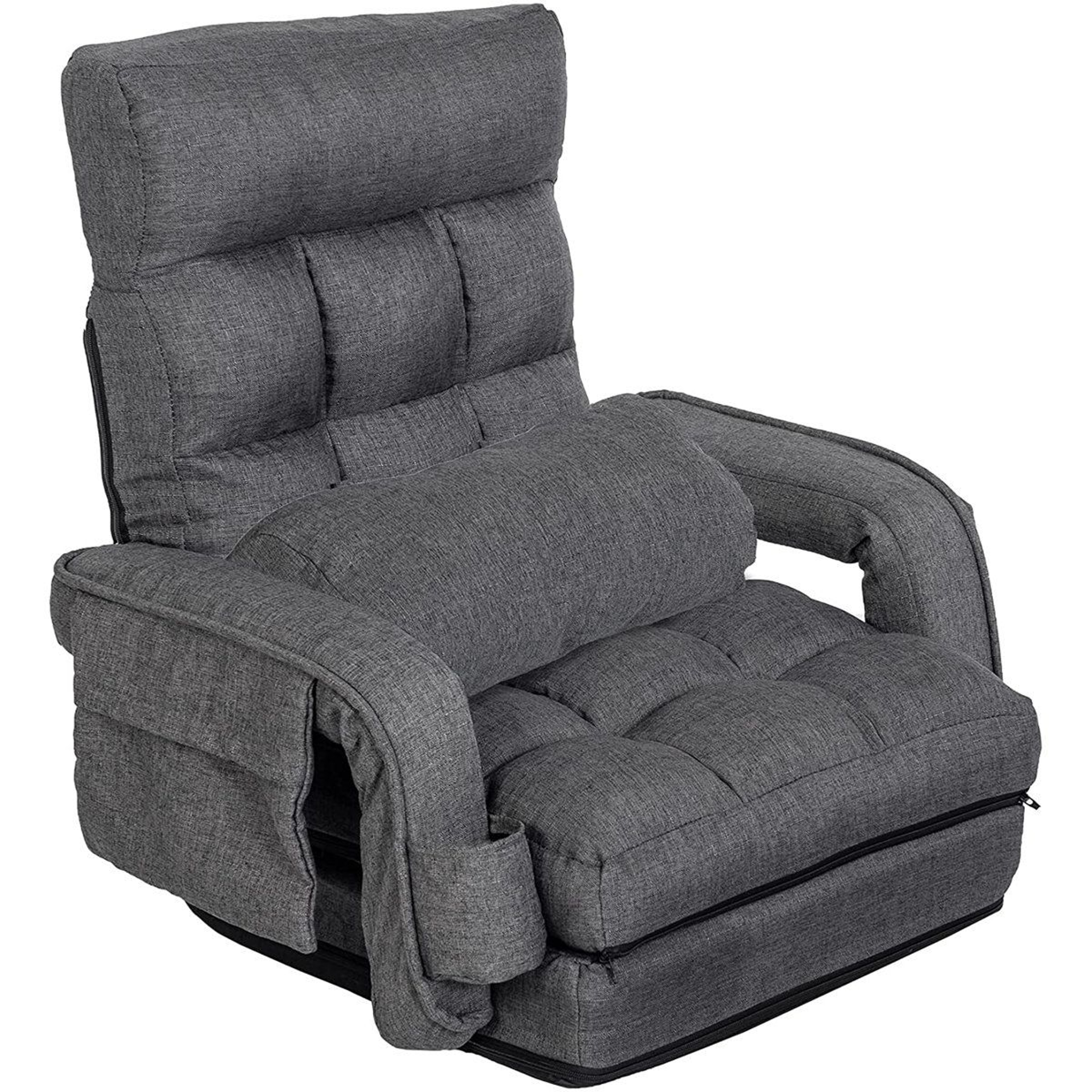 Reclining Ergonomic Floor Chair With Footrest And Adjustable Backrest 7