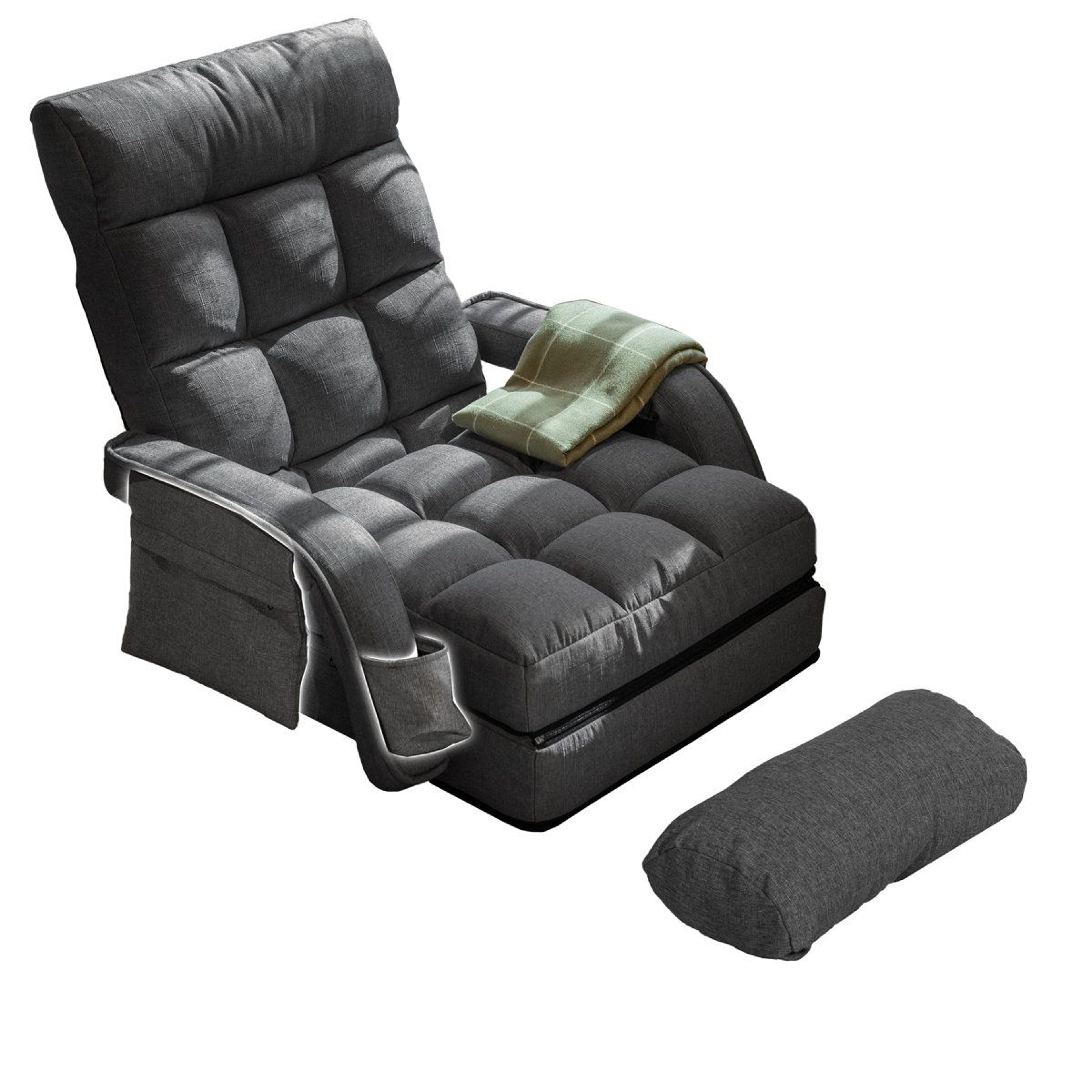 Reclining Ergonomic Floor Chair With Footrest And Adjustable Backrest 11