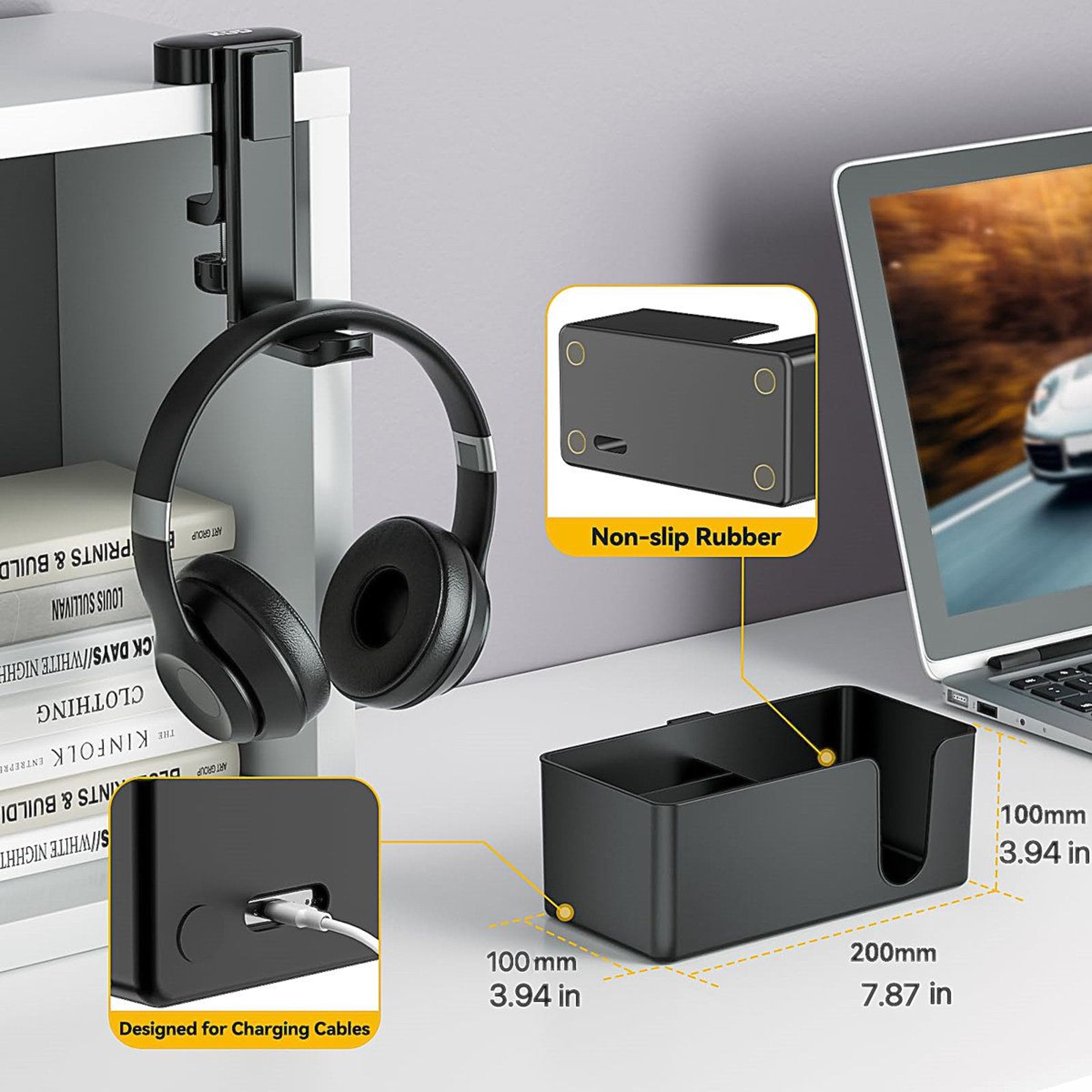 4in1 Under Desk Organizer And Cup Holder For Home Office 7
