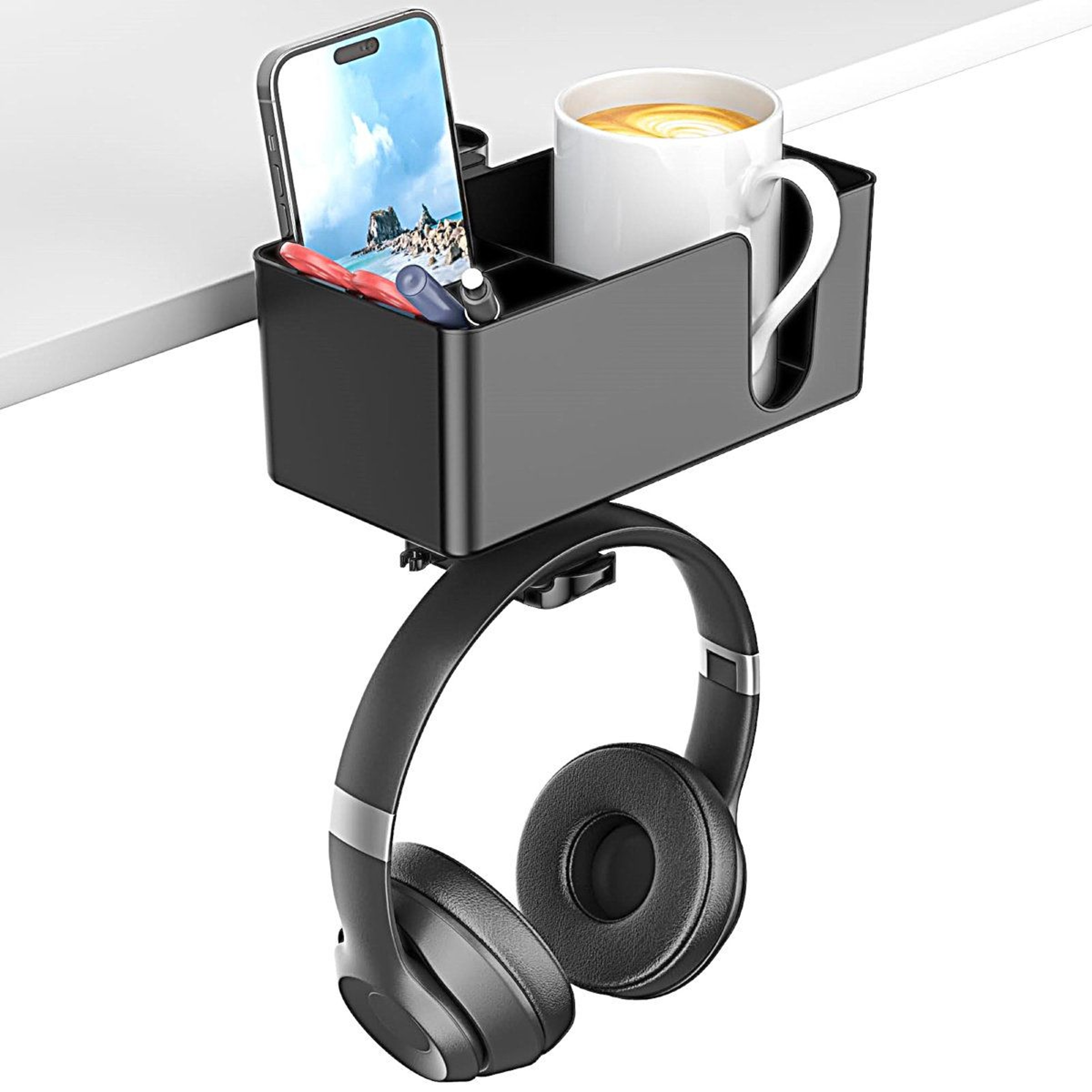 4in1 Under Desk Organizer And Cup Holder For Home Office 9