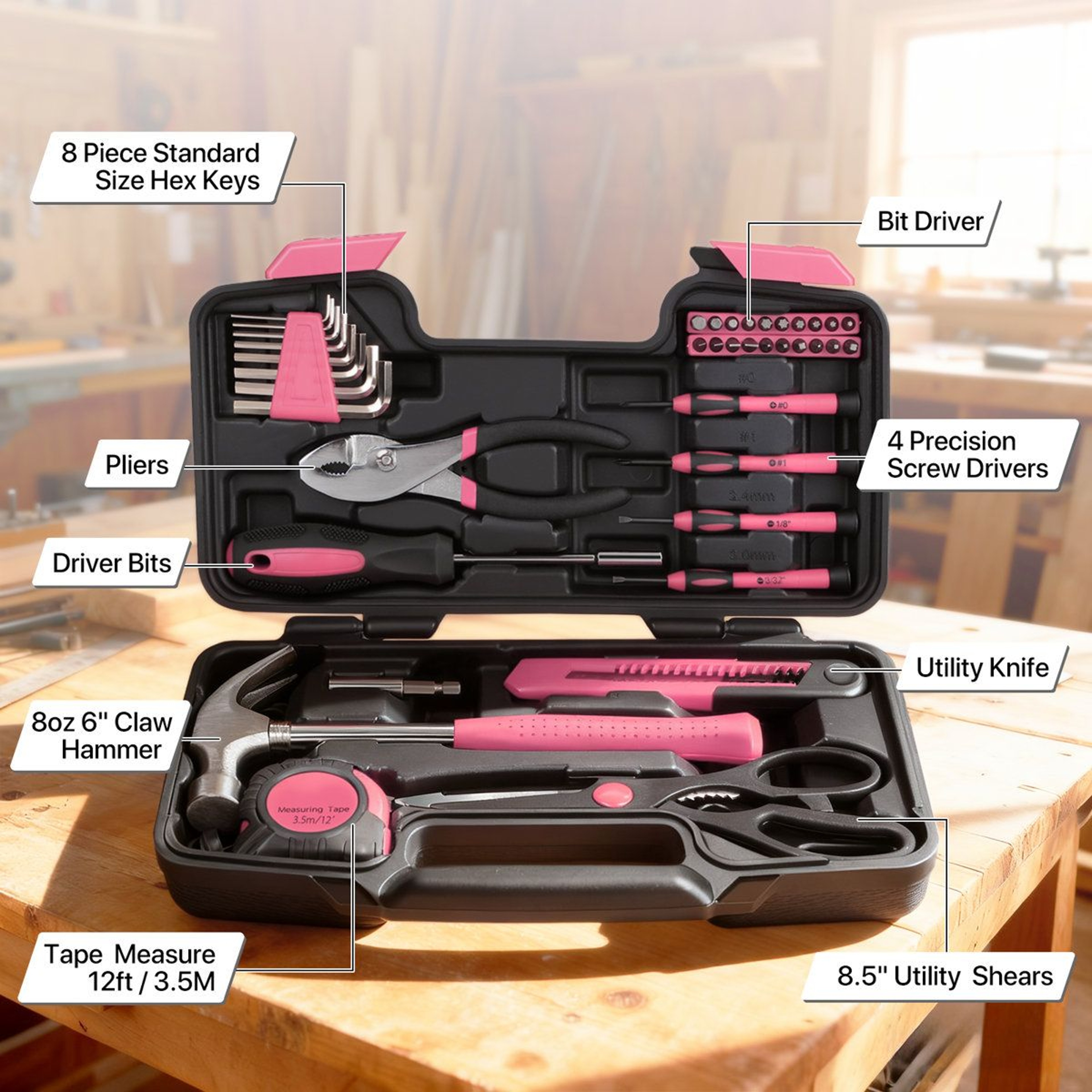 17 Stories 39 Piece Household Tool Set With Storage Case For Essential Home Repair And DIY Projects 4