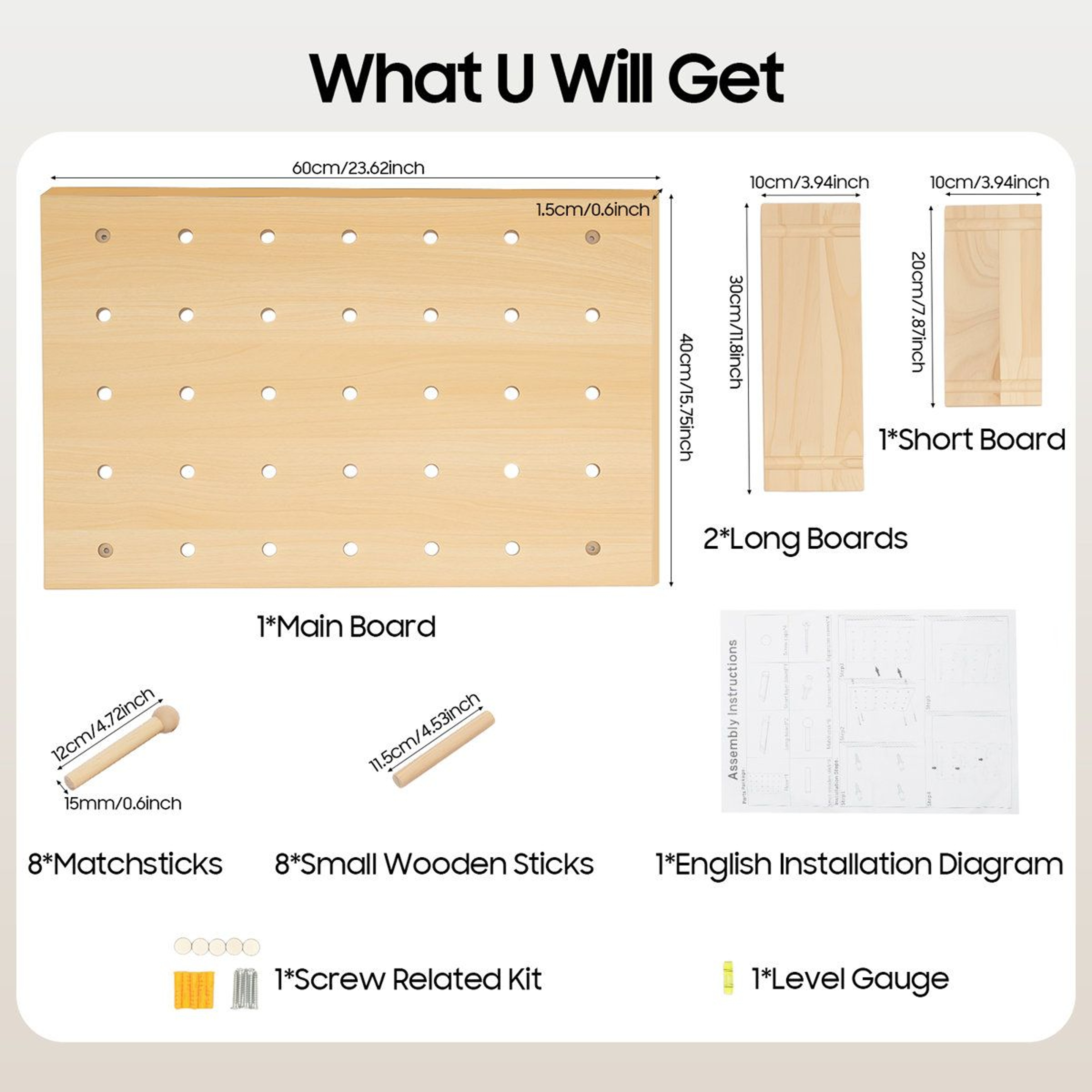 Modular Wooden Pegboard Wall Organizer And Customizable Display Shelf 5