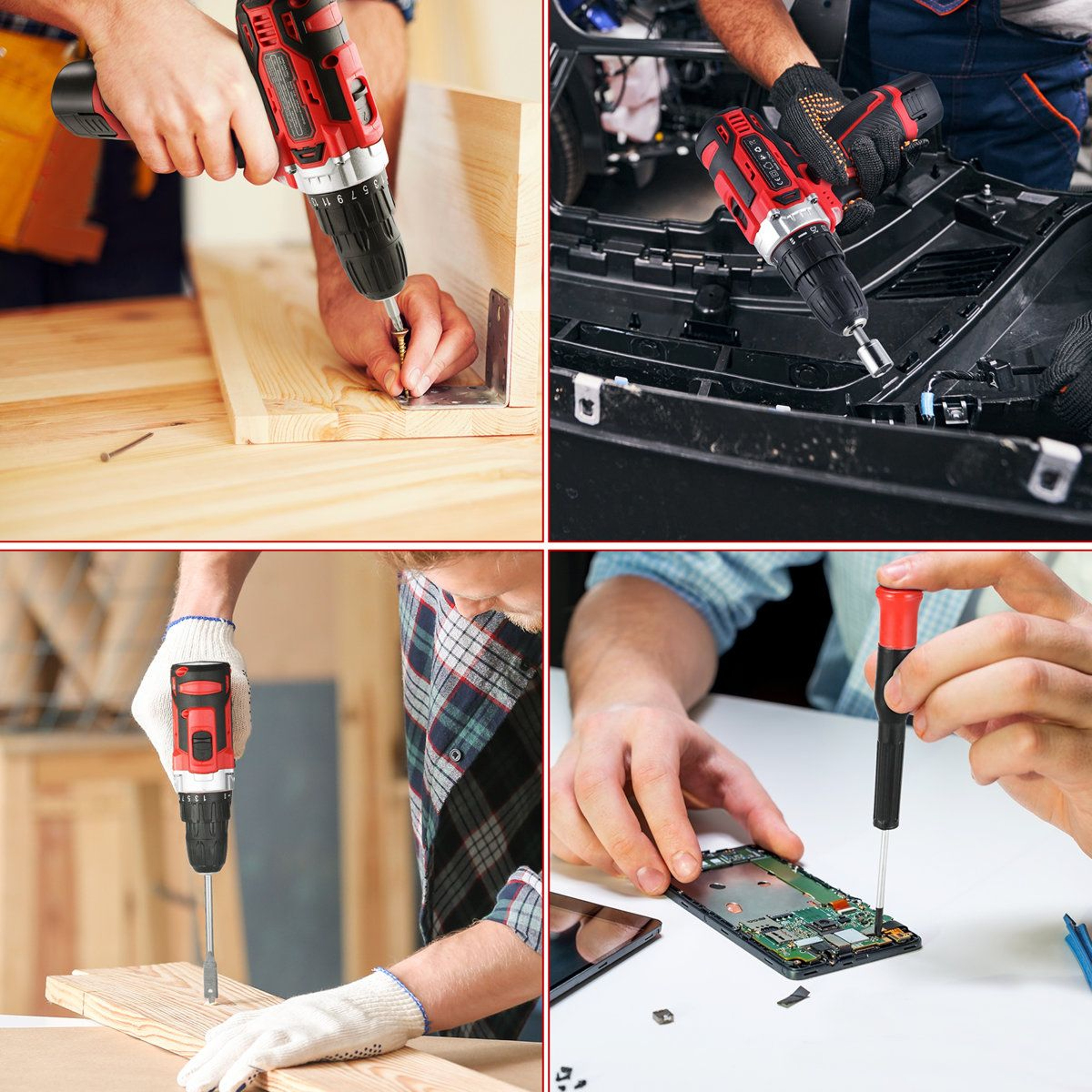 100 Piece Cordless Drill And Home Tool Kit Set With Brushless Power Drill 4