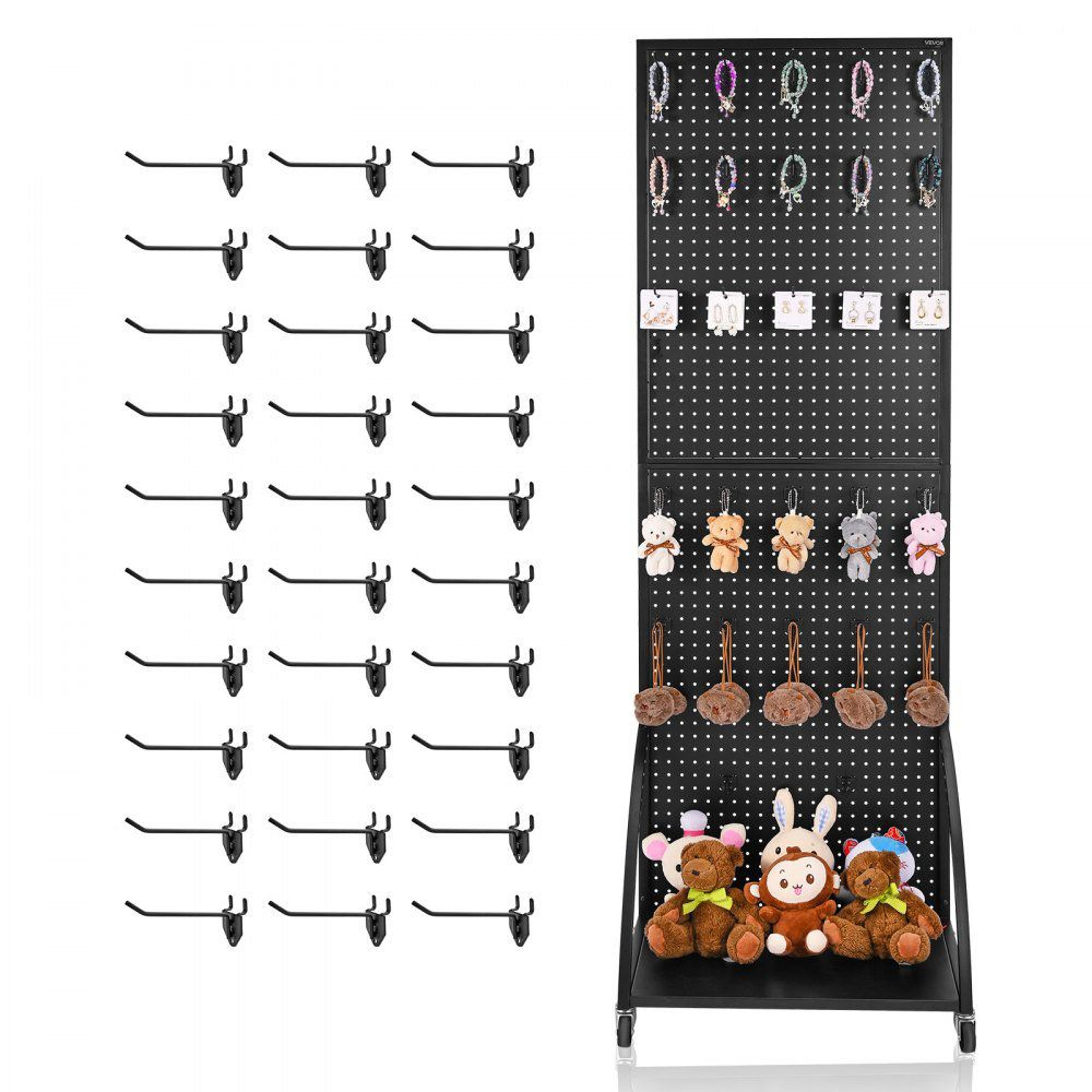Steel Pegboard Display Stand With 30 Hooks Retail Organization And Freestanding Storage Rack 1