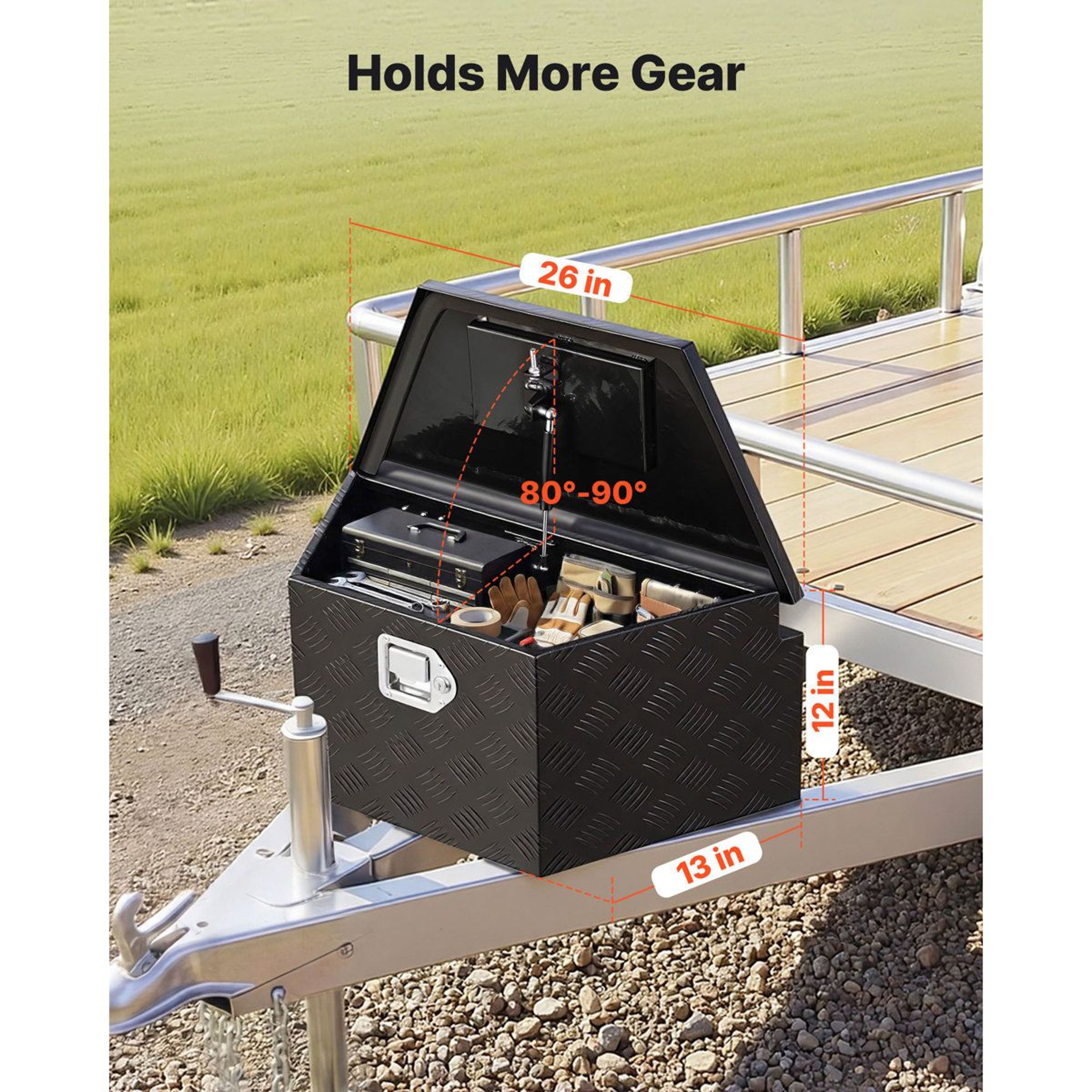 Aluminum Trailer Tongue Box Heavy Duty Tool Chest For Truck Bed And RV 3