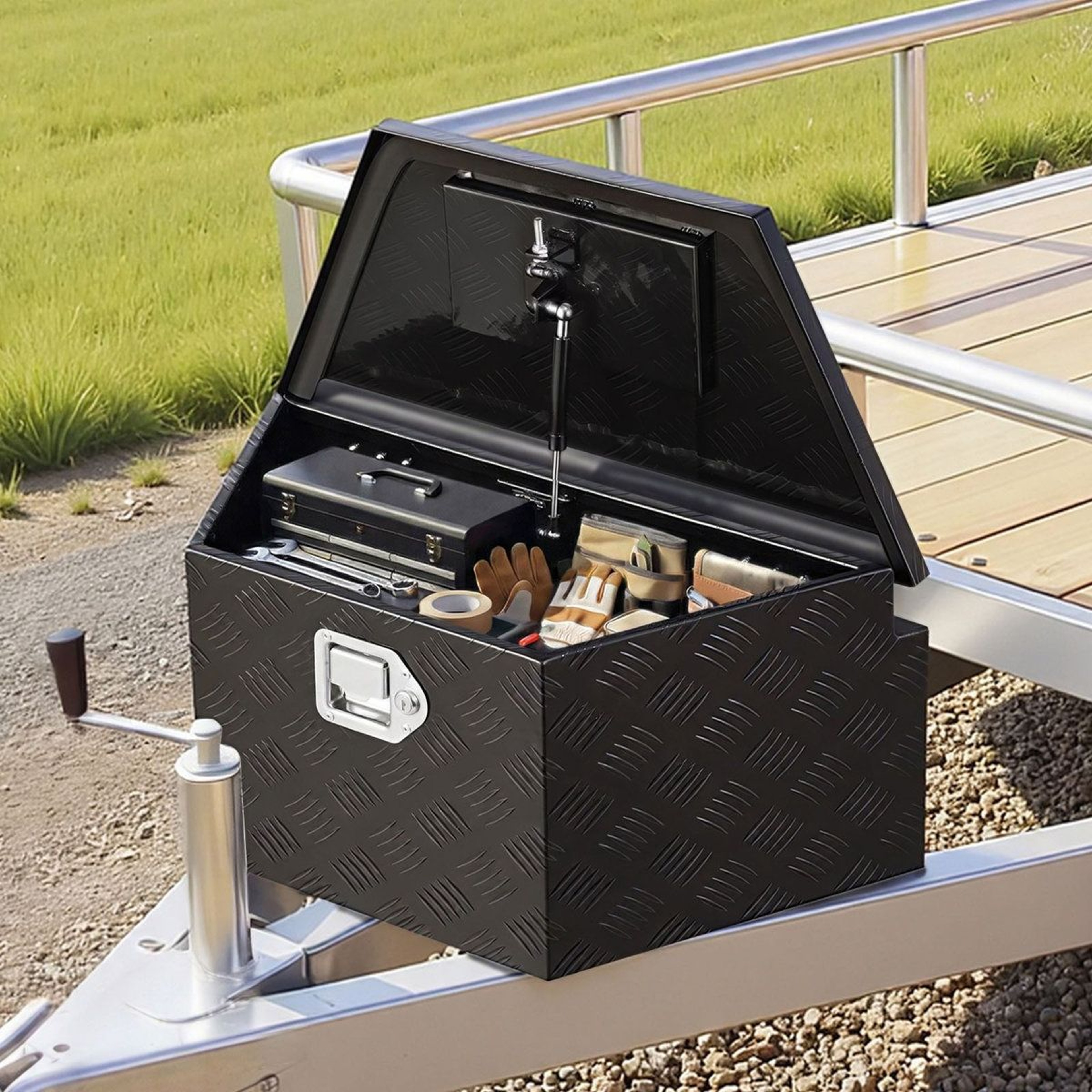 Aluminum Trailer Tongue Box Heavy Duty Tool Chest For Truck Bed And RV 9