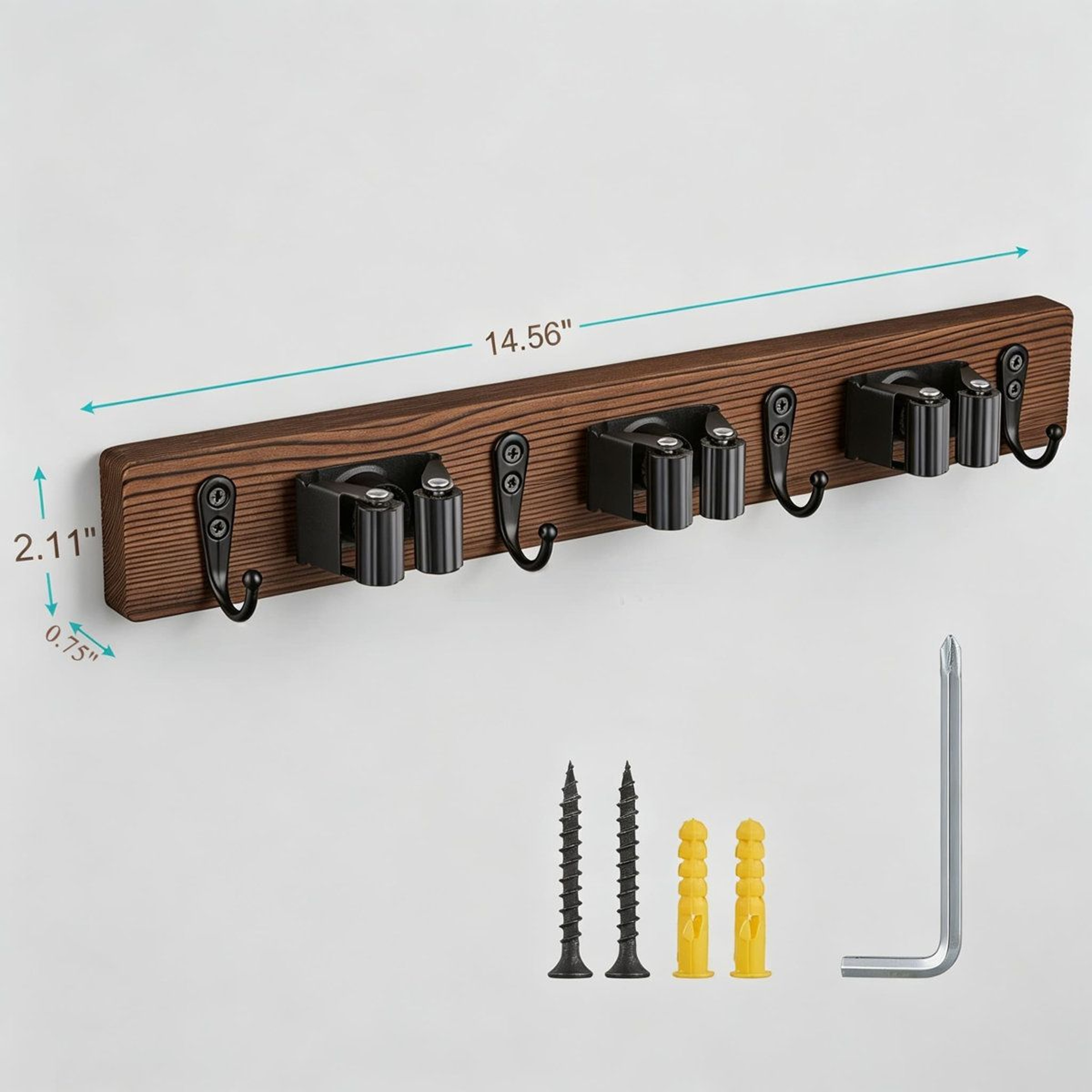 Wood Broom And Mop Holder 4