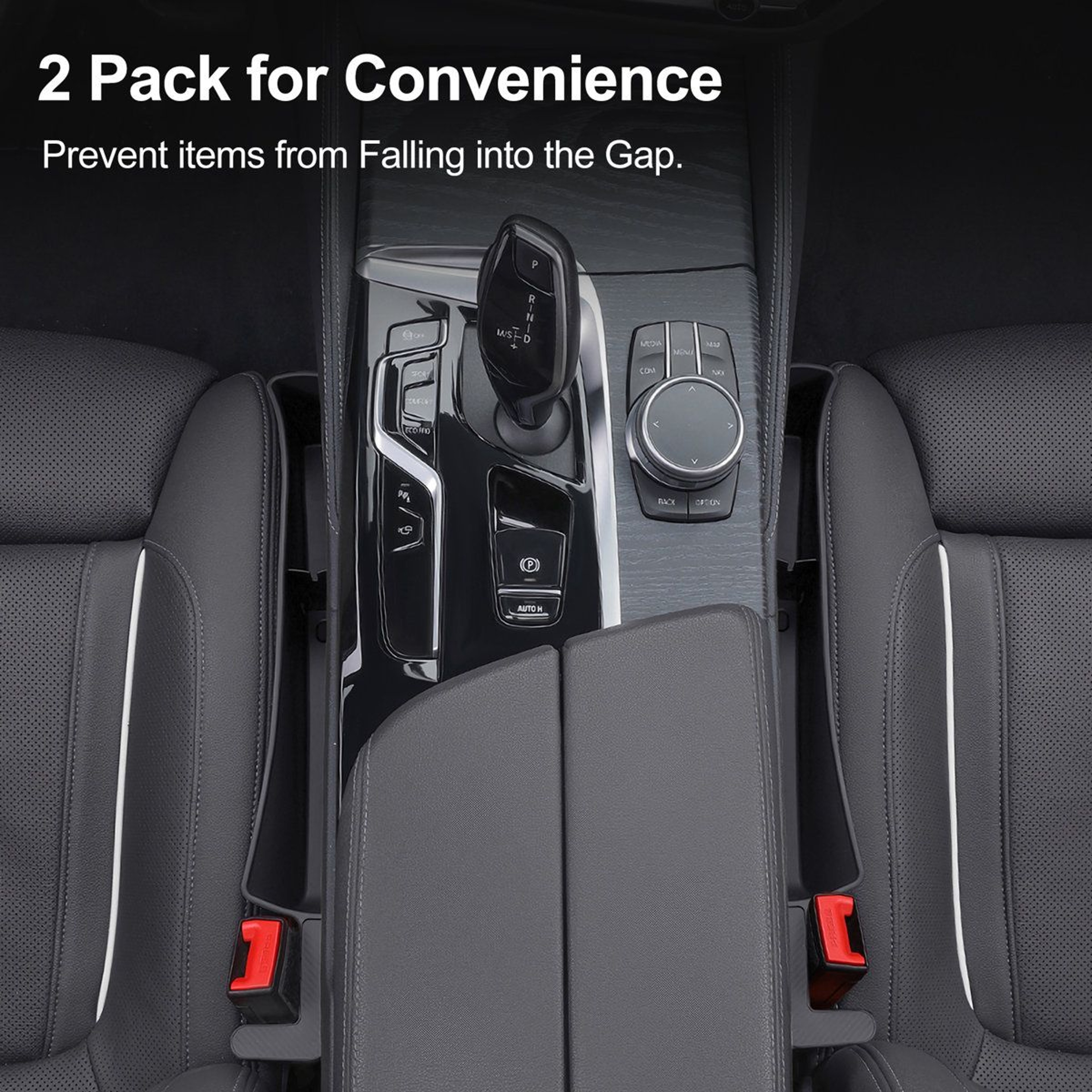 2 PCS Black Car Seat Gap Filler Organizer Universal Car Storage Box 4