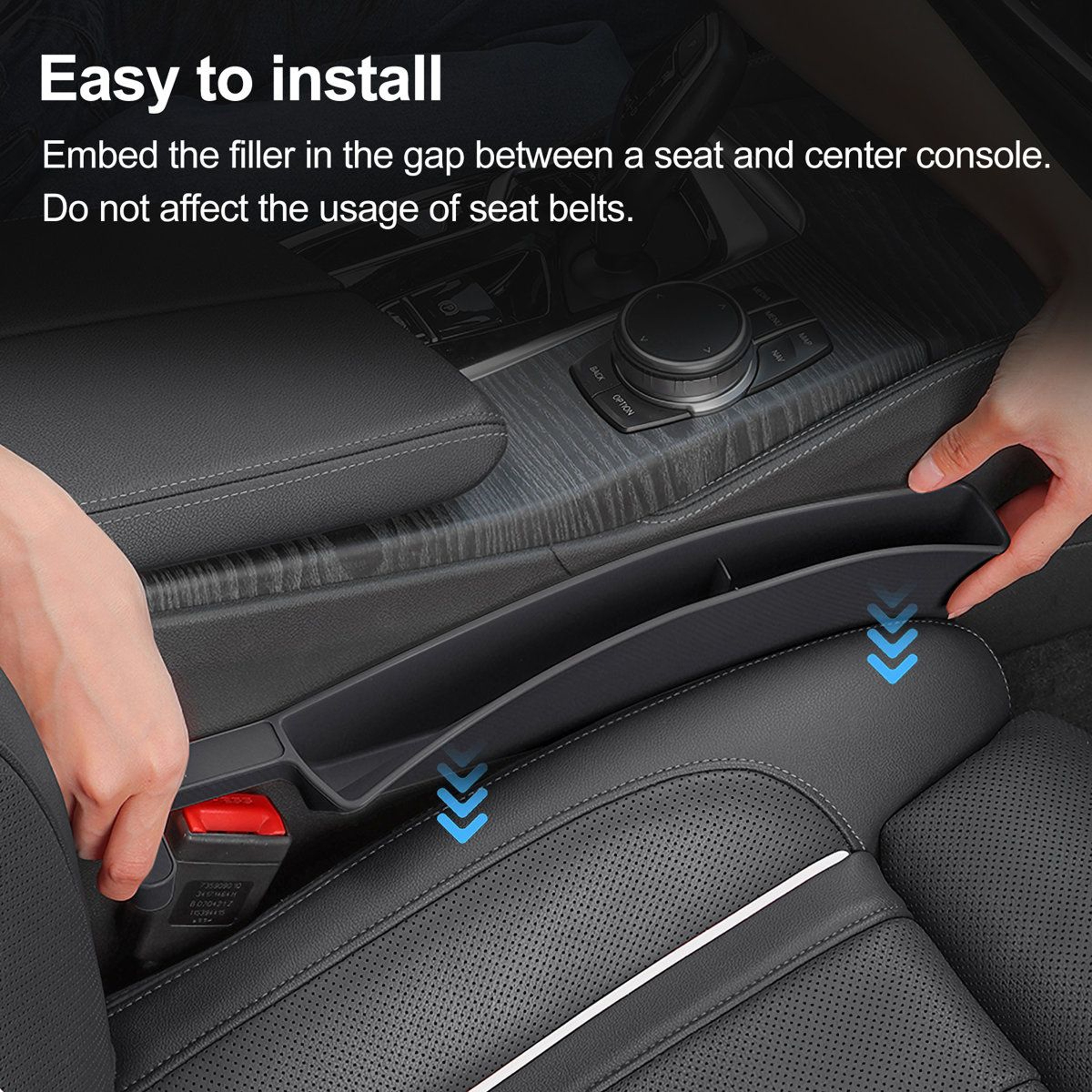 2 PCS Black Car Seat Gap Filler Organizer Universal Car Storage Box 3