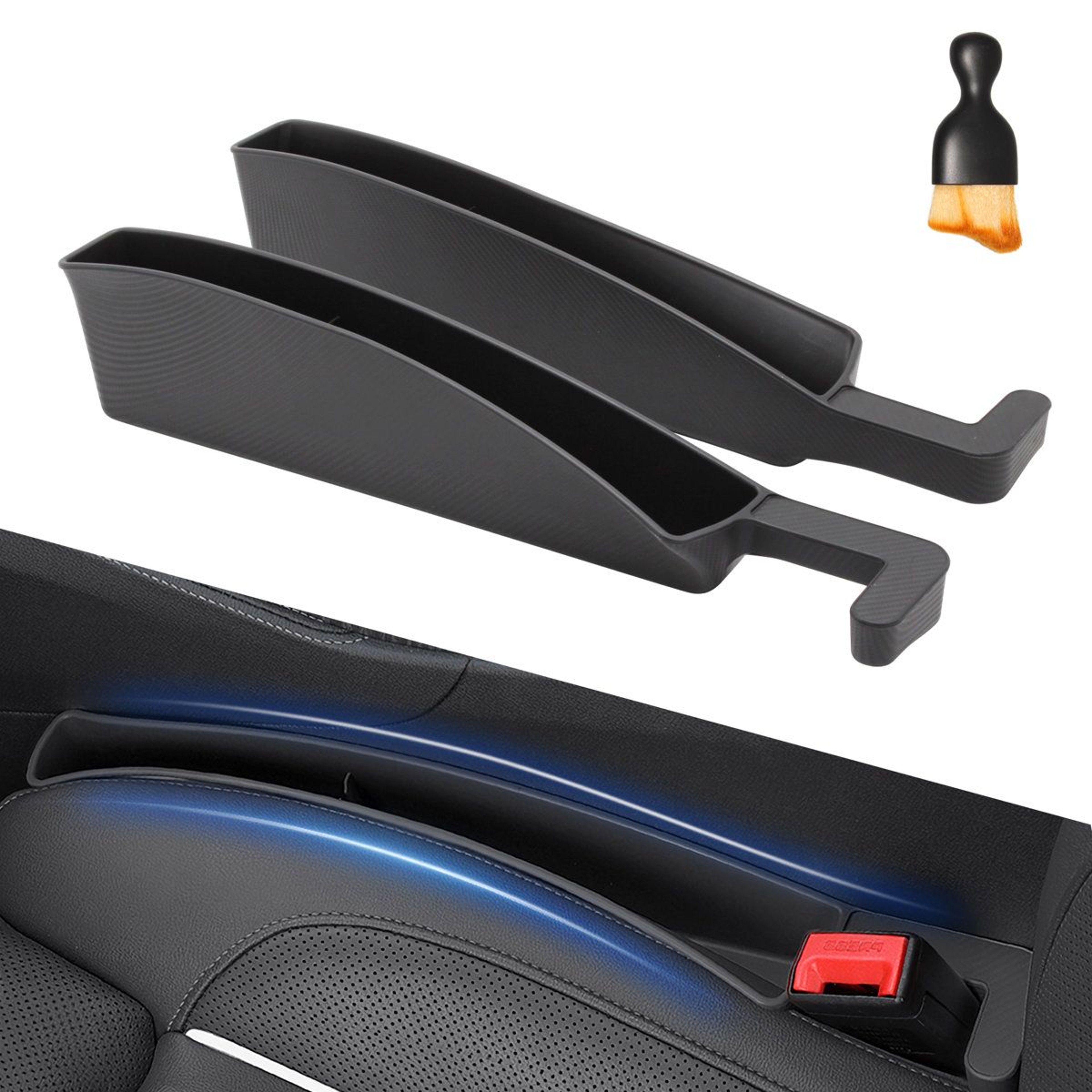 2 PCS Black Car Seat Gap Filler Organizer Universal Car Storage Box 0