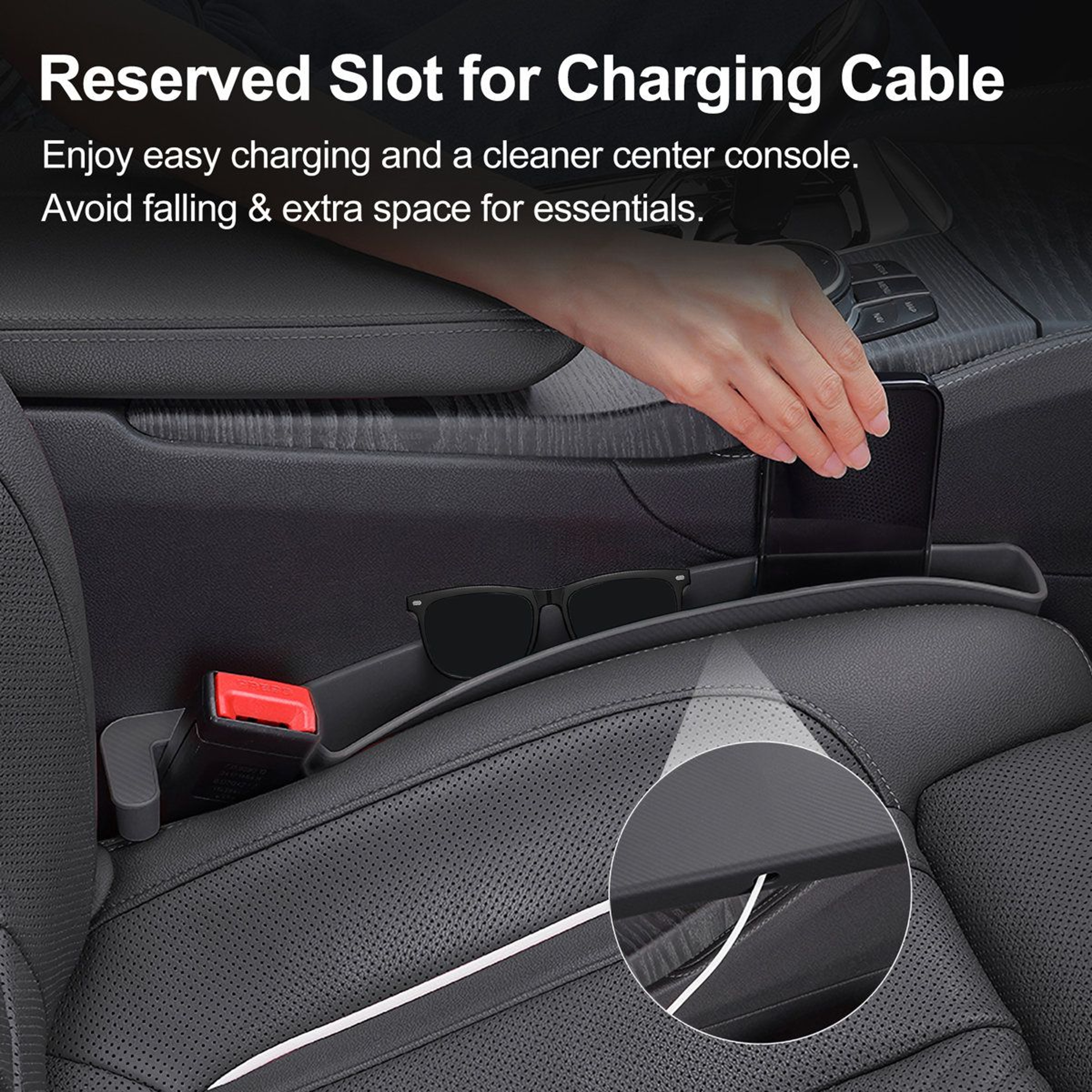 2 PCS Black Car Seat Gap Filler Organizer Universal Car Storage Box 1