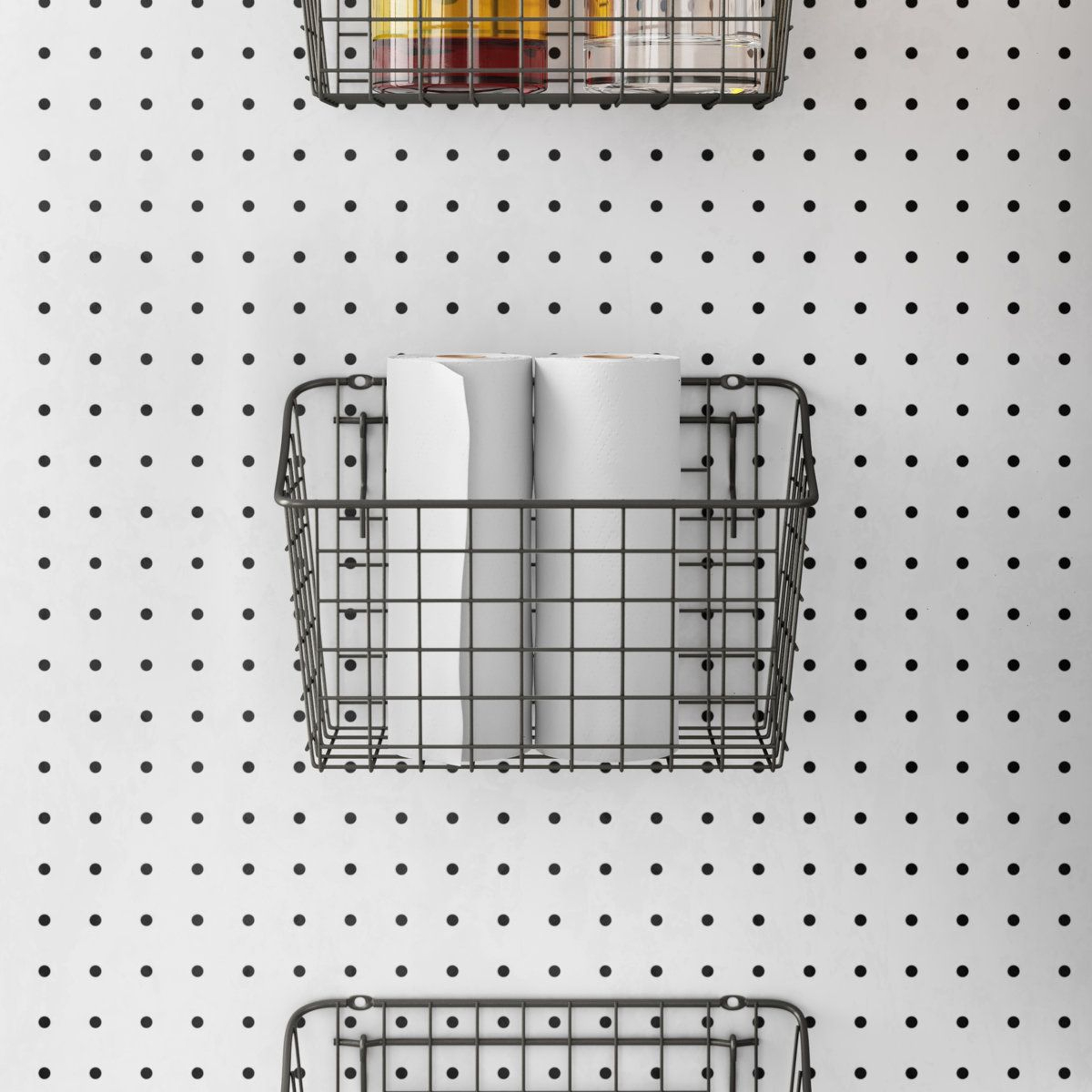 Heavy Duty Wire Pegboard Storage Basket Wall Mount Organizer 10