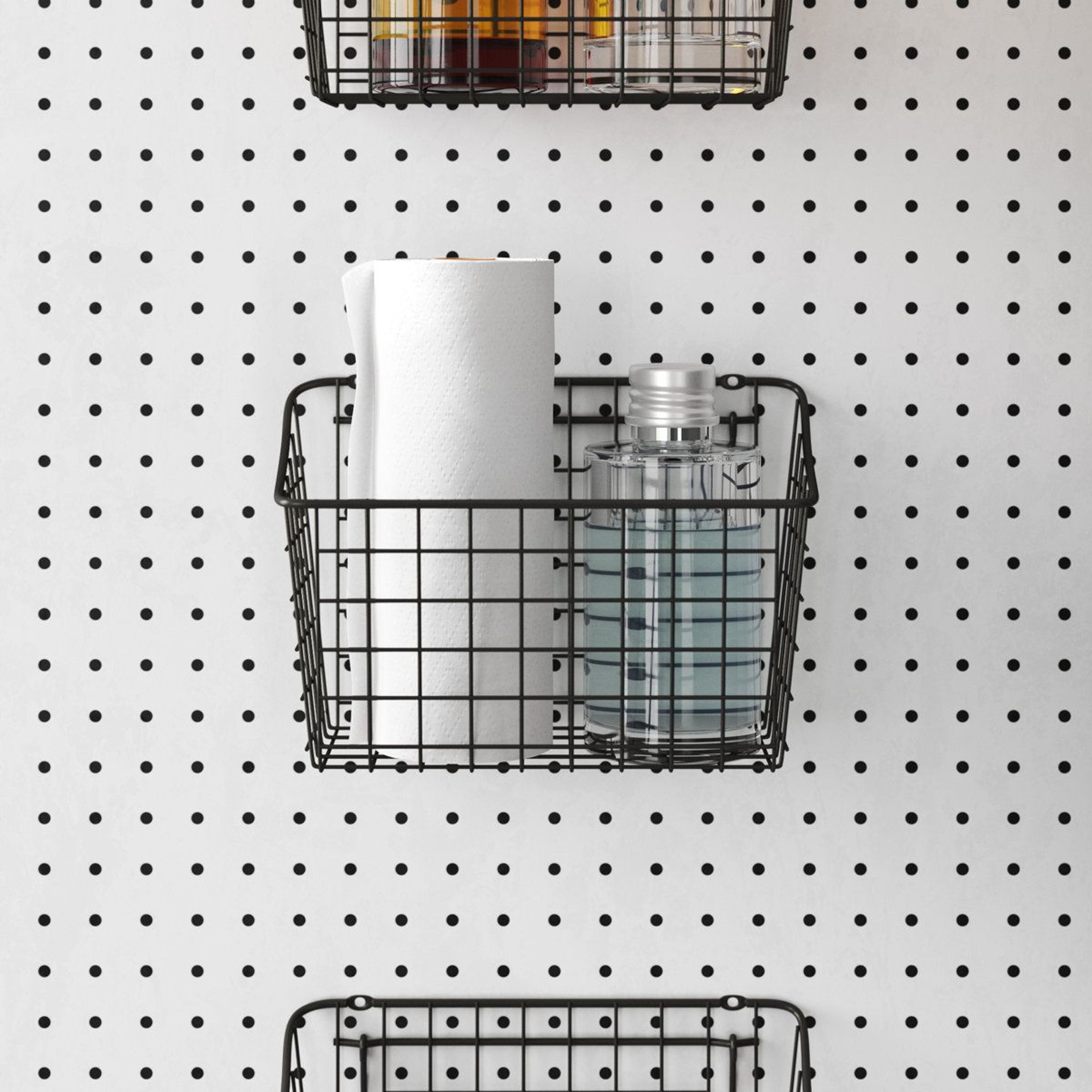 Heavy Duty Wire Pegboard Storage Basket Wall Mount Organizer 11