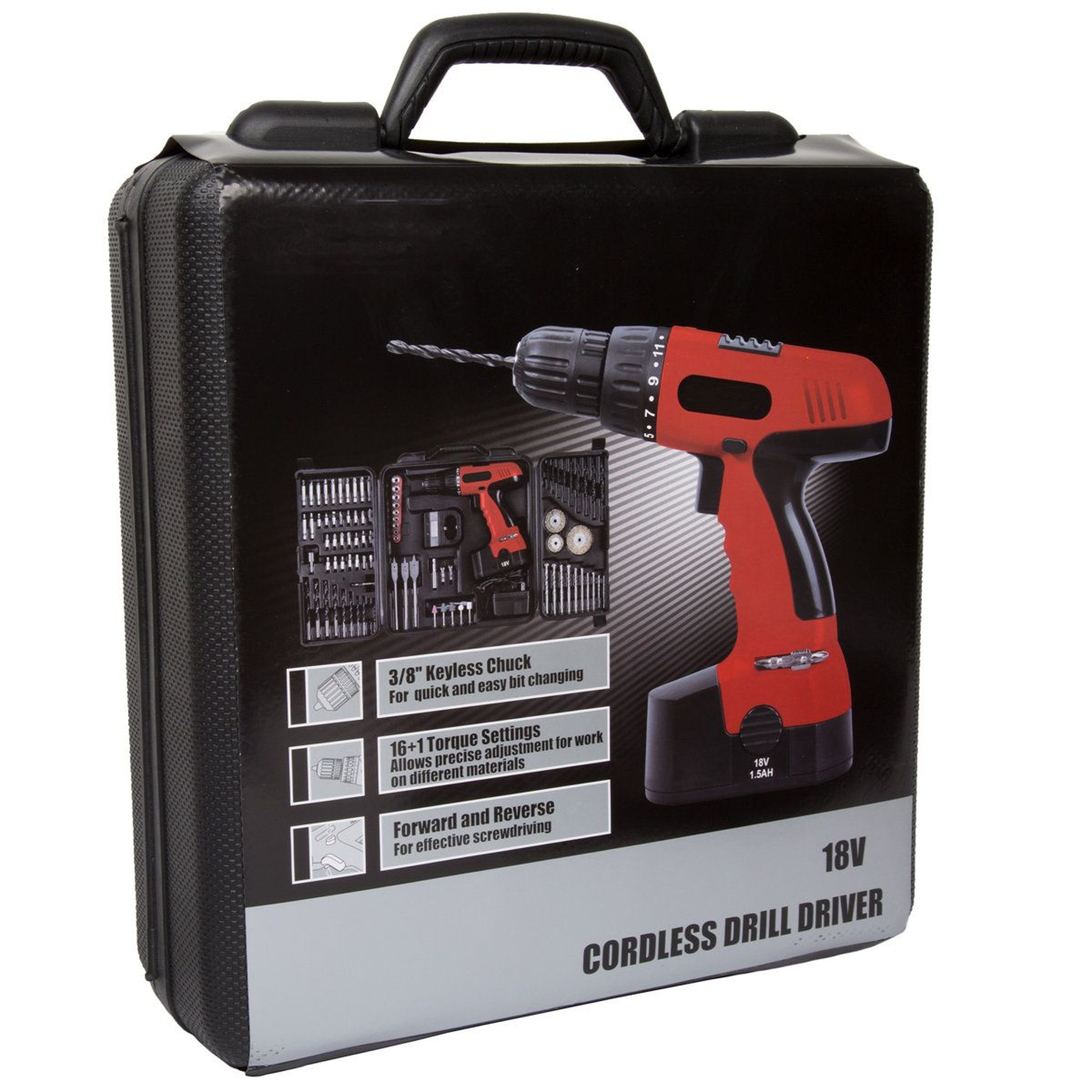 89 Piece Cordless Power Drill Set Red 1