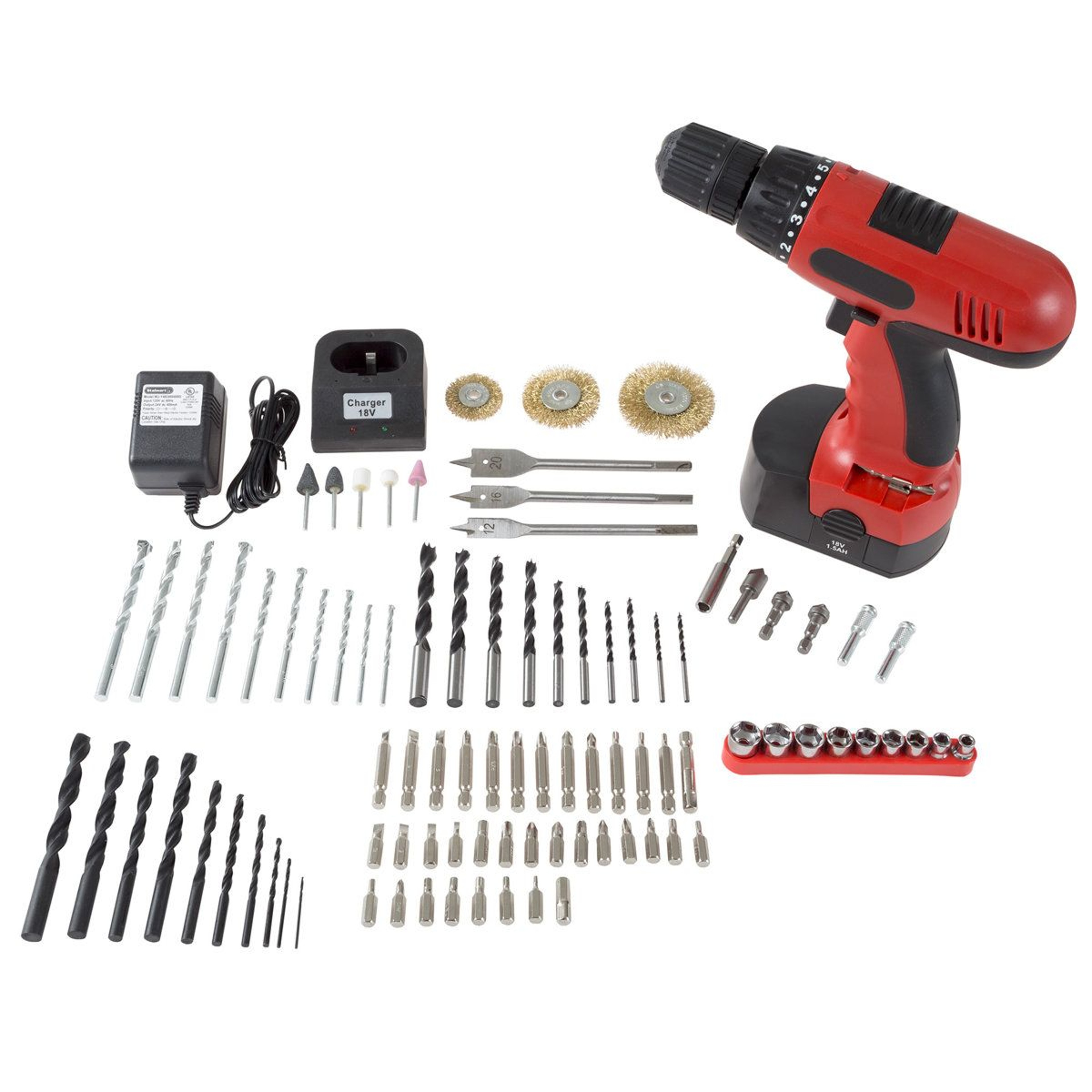 89 Piece Cordless Power Drill Set Red 2