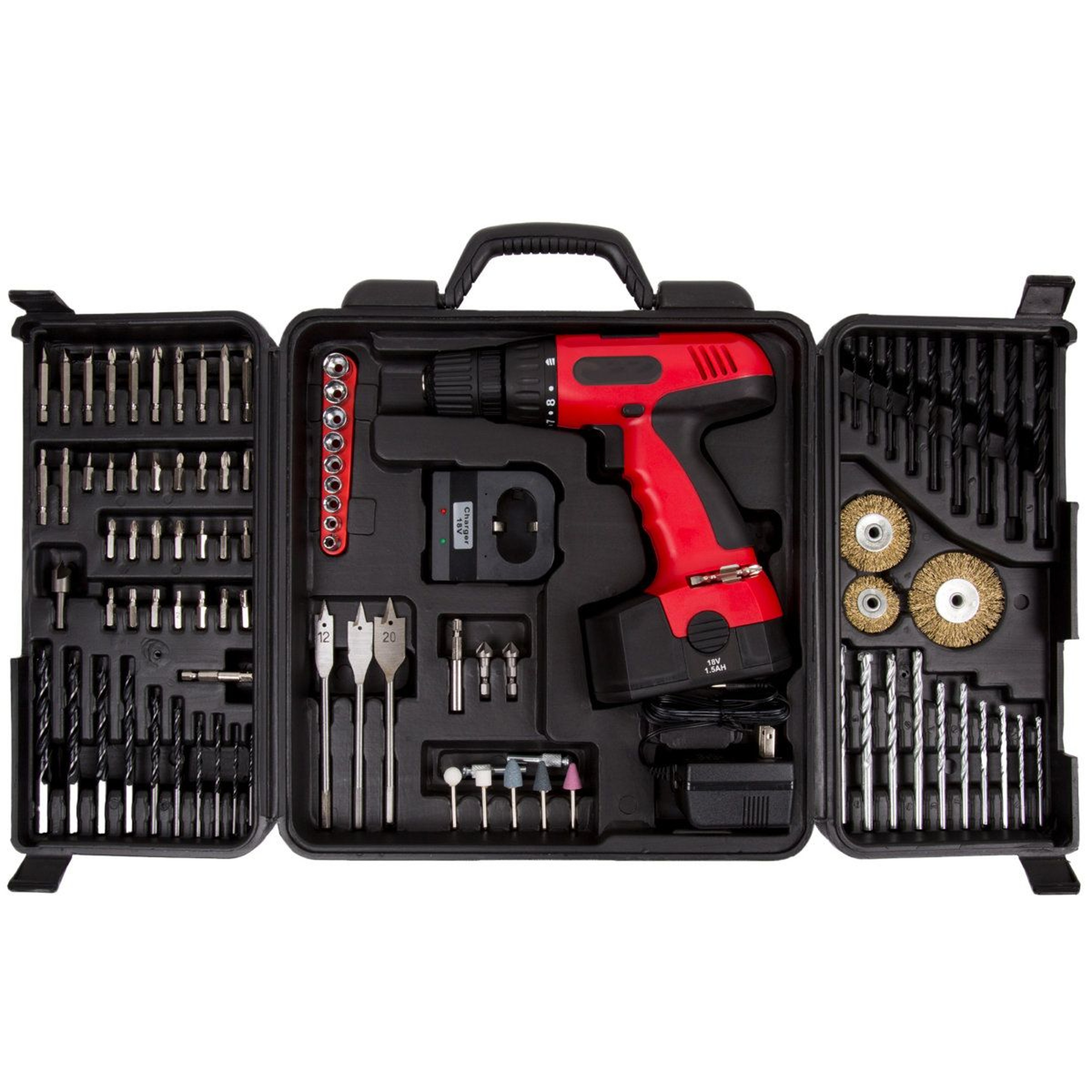 89 Piece Cordless Power Drill Set Red 0