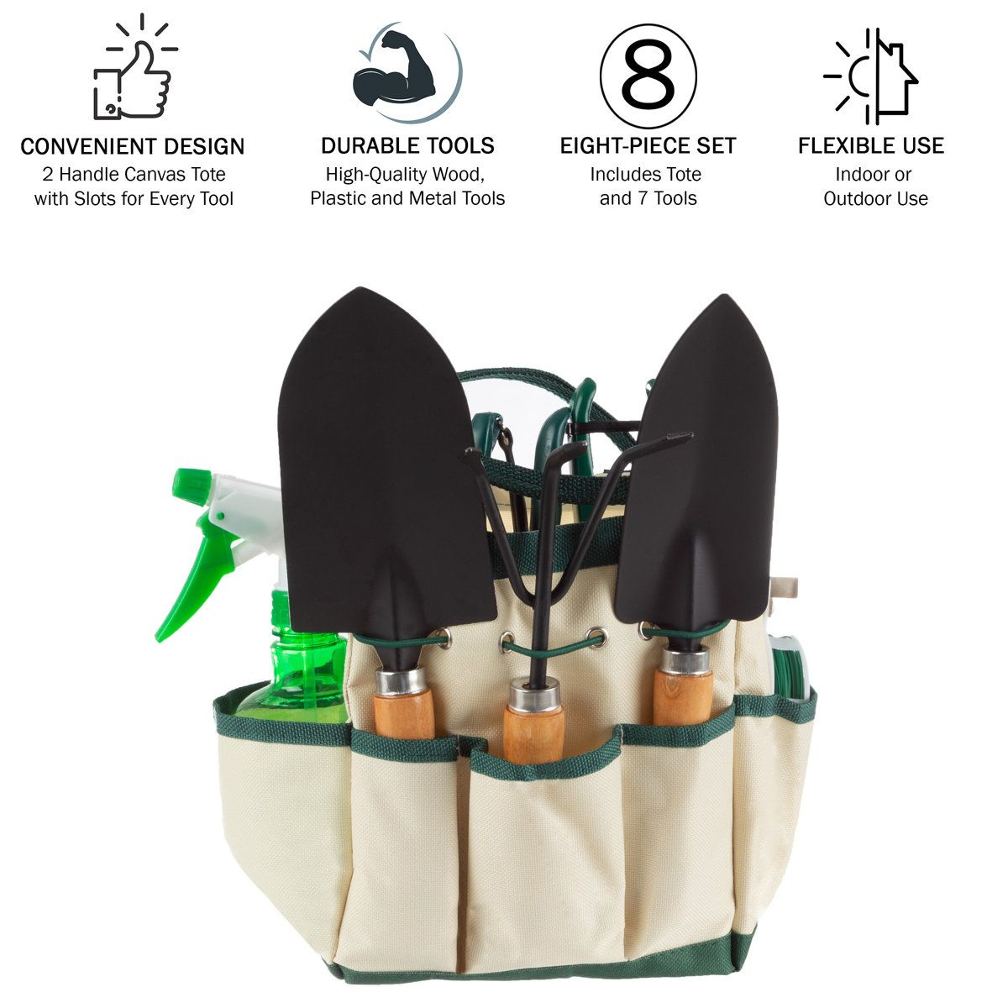 Pure Garden Eight Piece Hand Tool Kit With Canvas Storage Tote 6