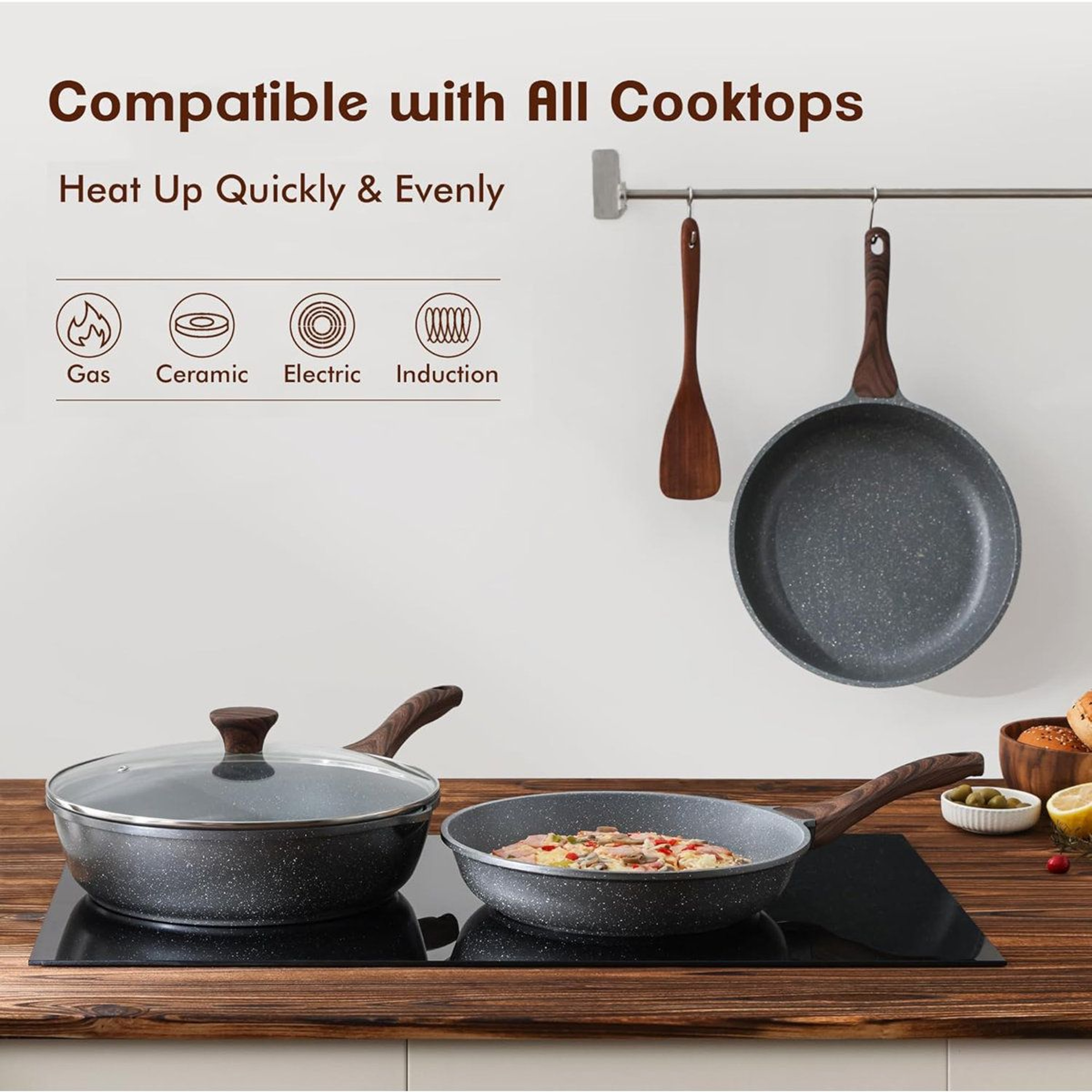 Nonstick Fry Pan Set Induction Safe Skillet Cookware 1