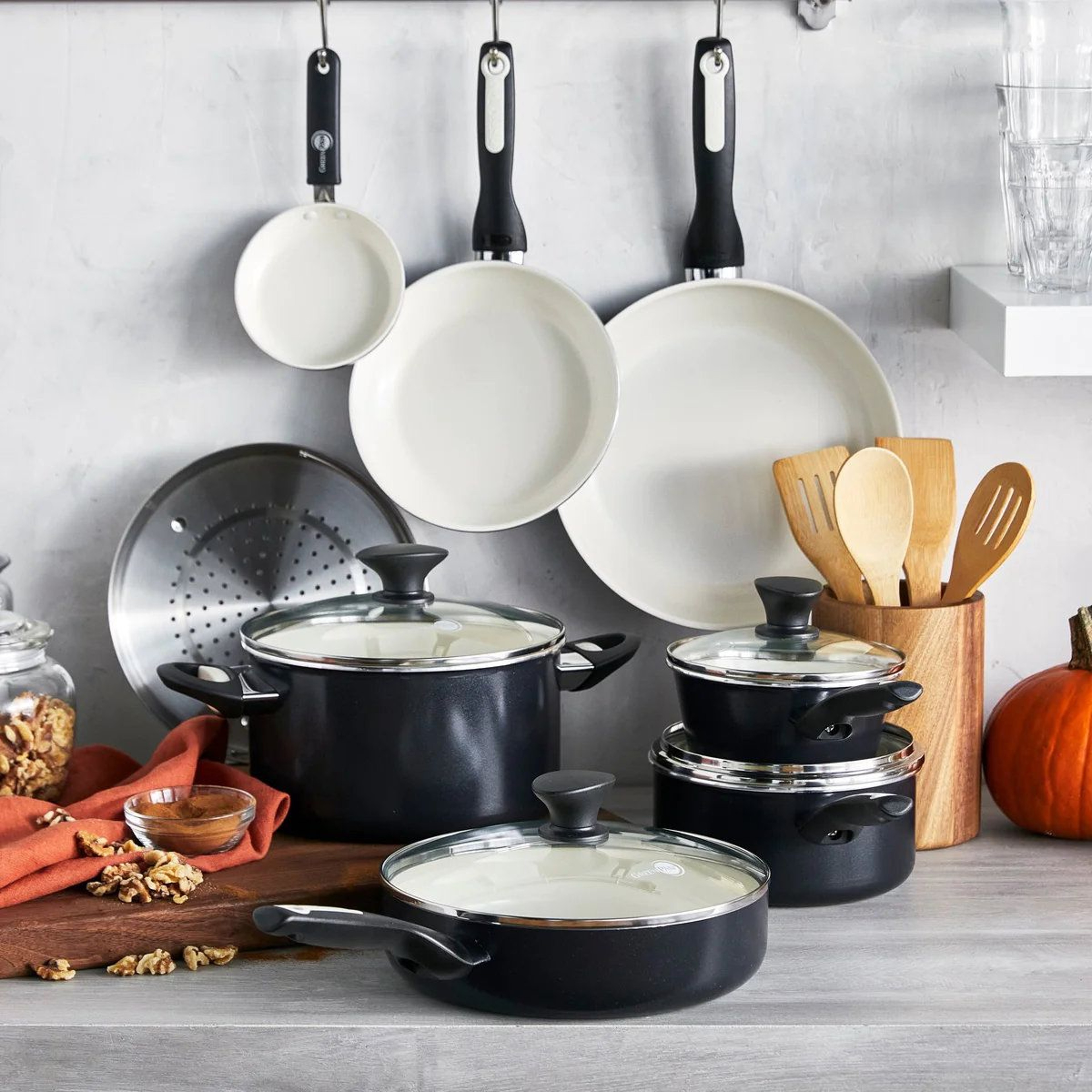 16 Piece Ceramic Nonstick Cookware Set PFAS Free Pots And Pans 9