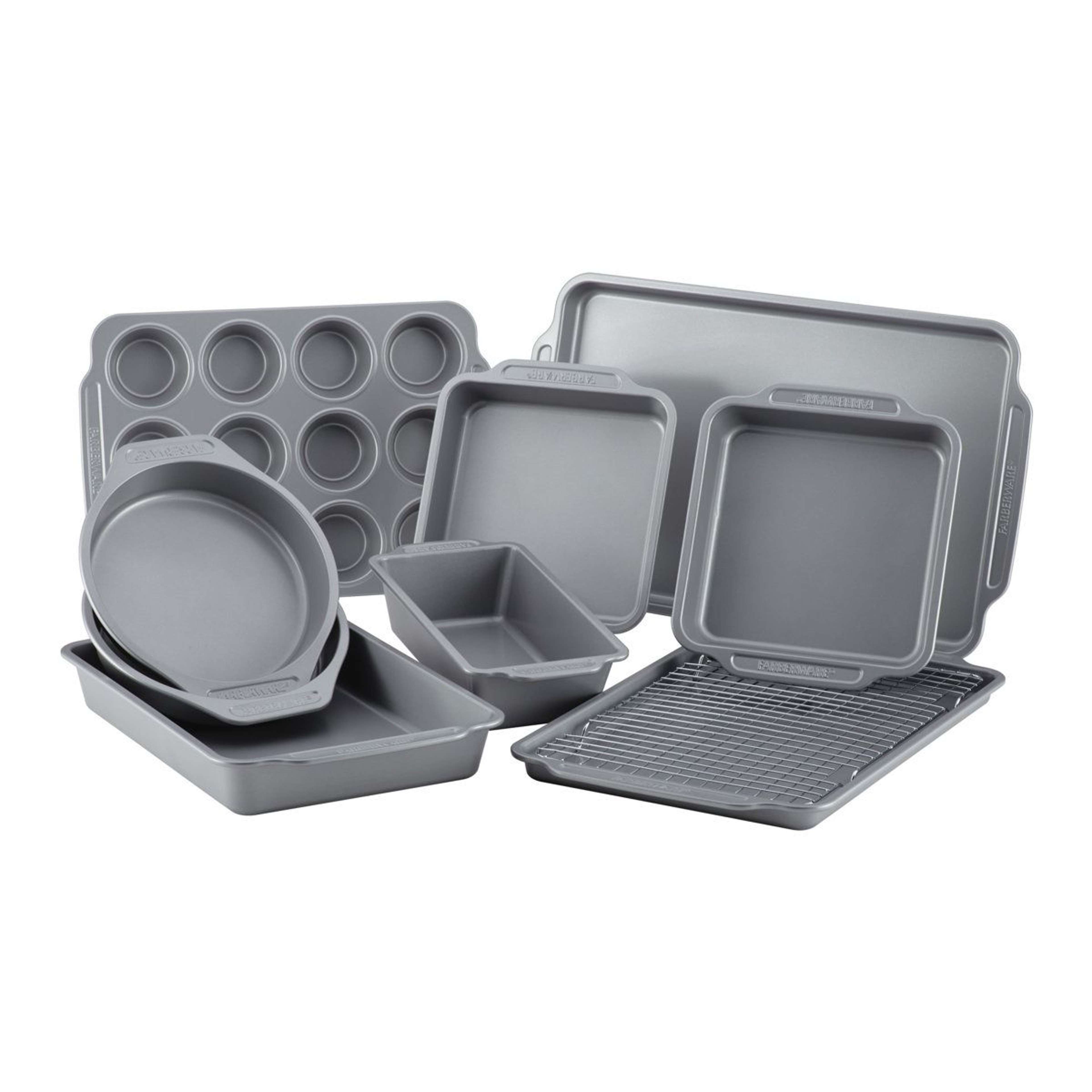 10 Piece Nonstick Bakeware Set With Cooling Rack And Steel Baking Pans 0