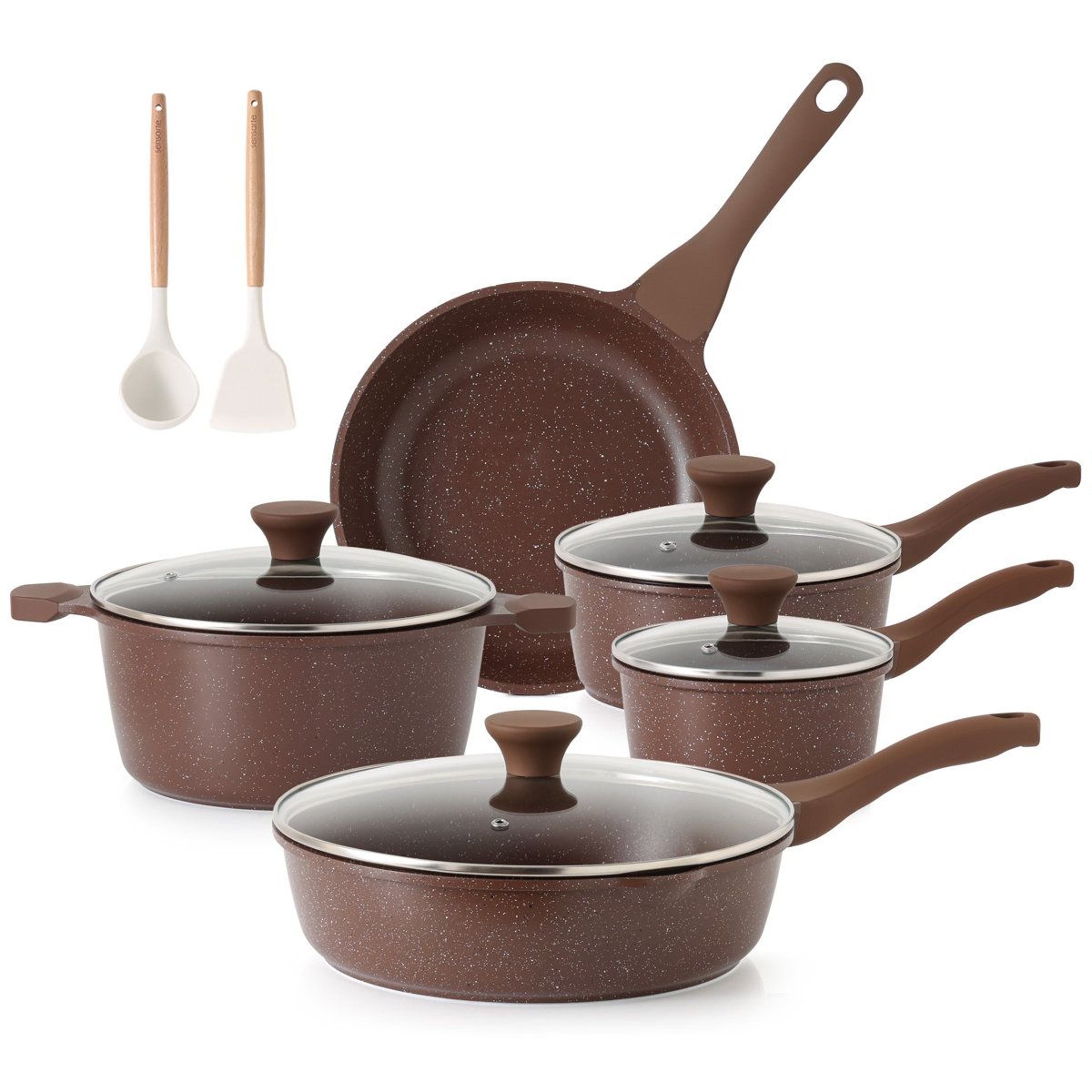 17 Piece Ceramic Cookware Set Nonstick Pots And Pans Induction Compatible Healthy Cooking Set 11