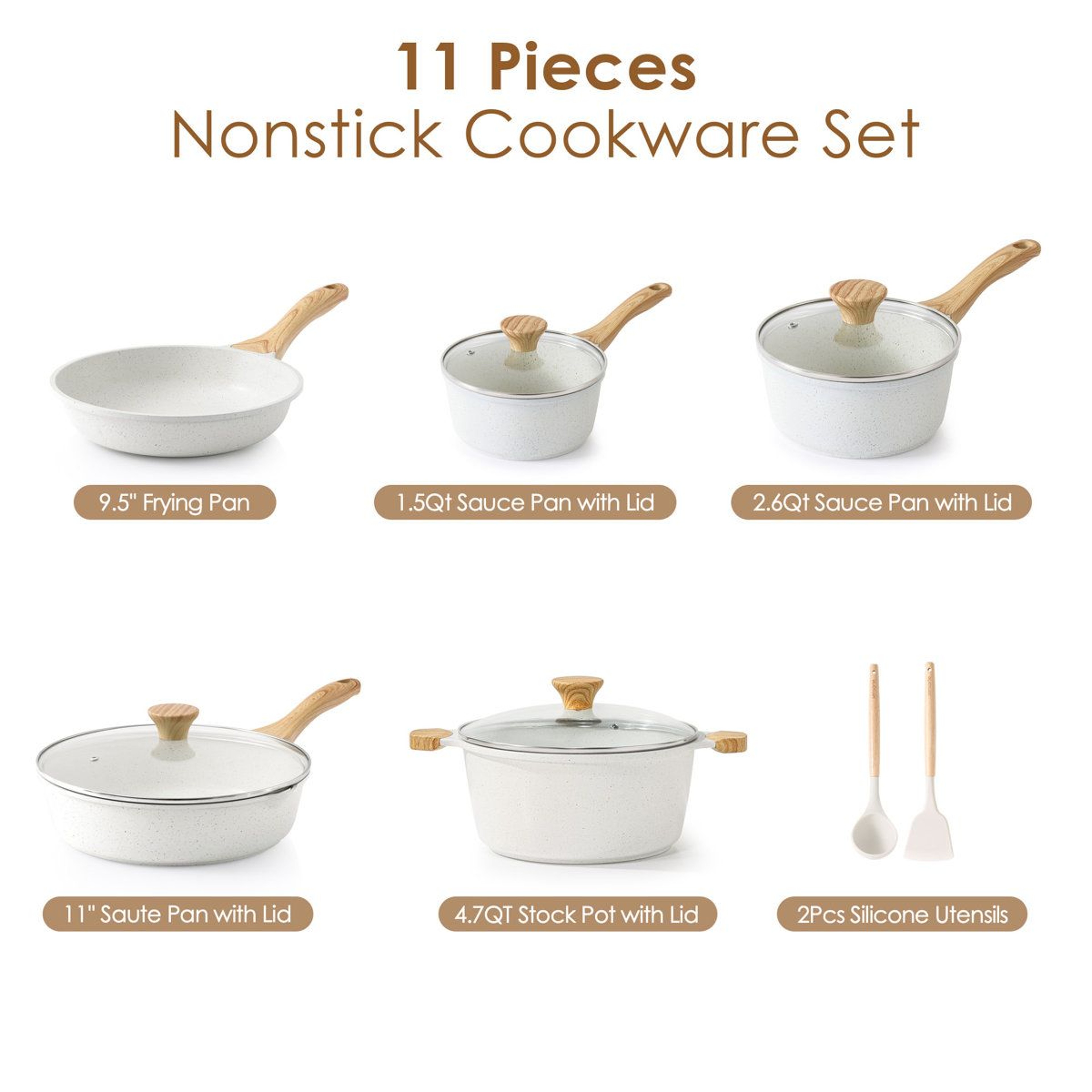 17 Piece Ceramic Cookware Set Nonstick Pots And Pans Induction Compatible Healthy Cooking Set 10