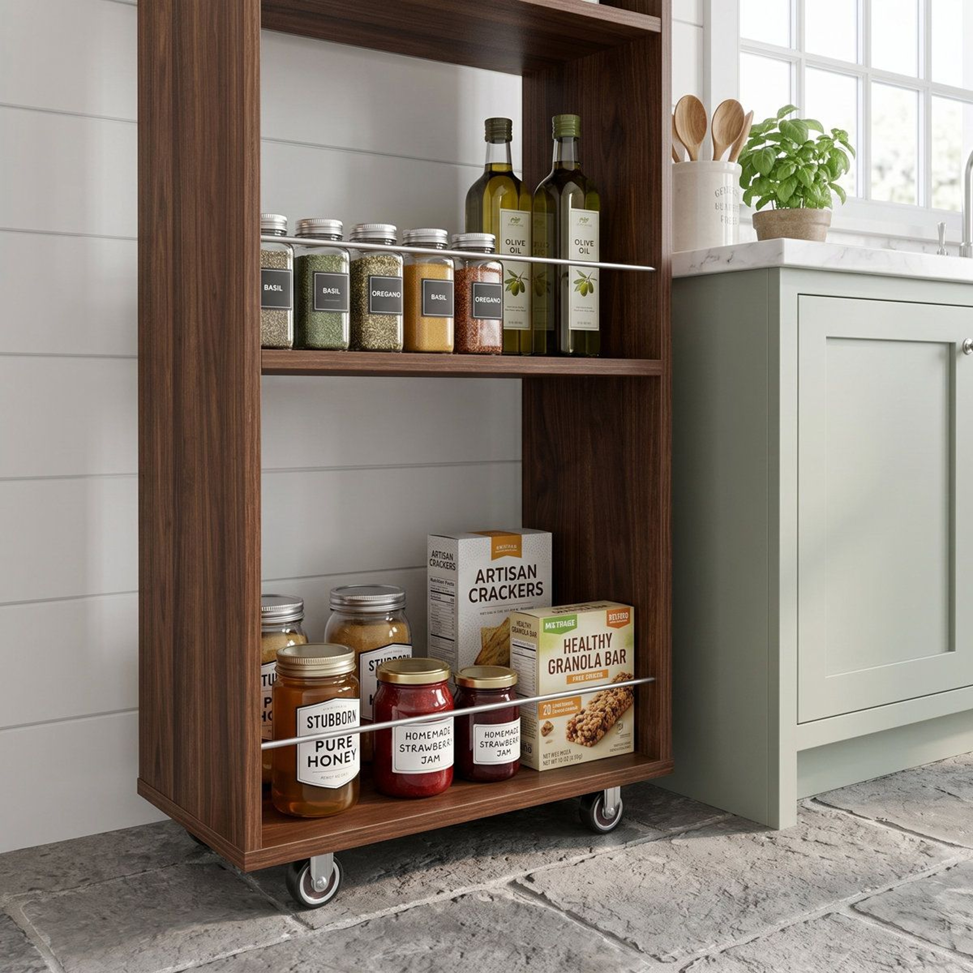 7 Tier Slim Rolling Spice Rack Organizer Narrow Kitchen Pantry Storage Cart 5