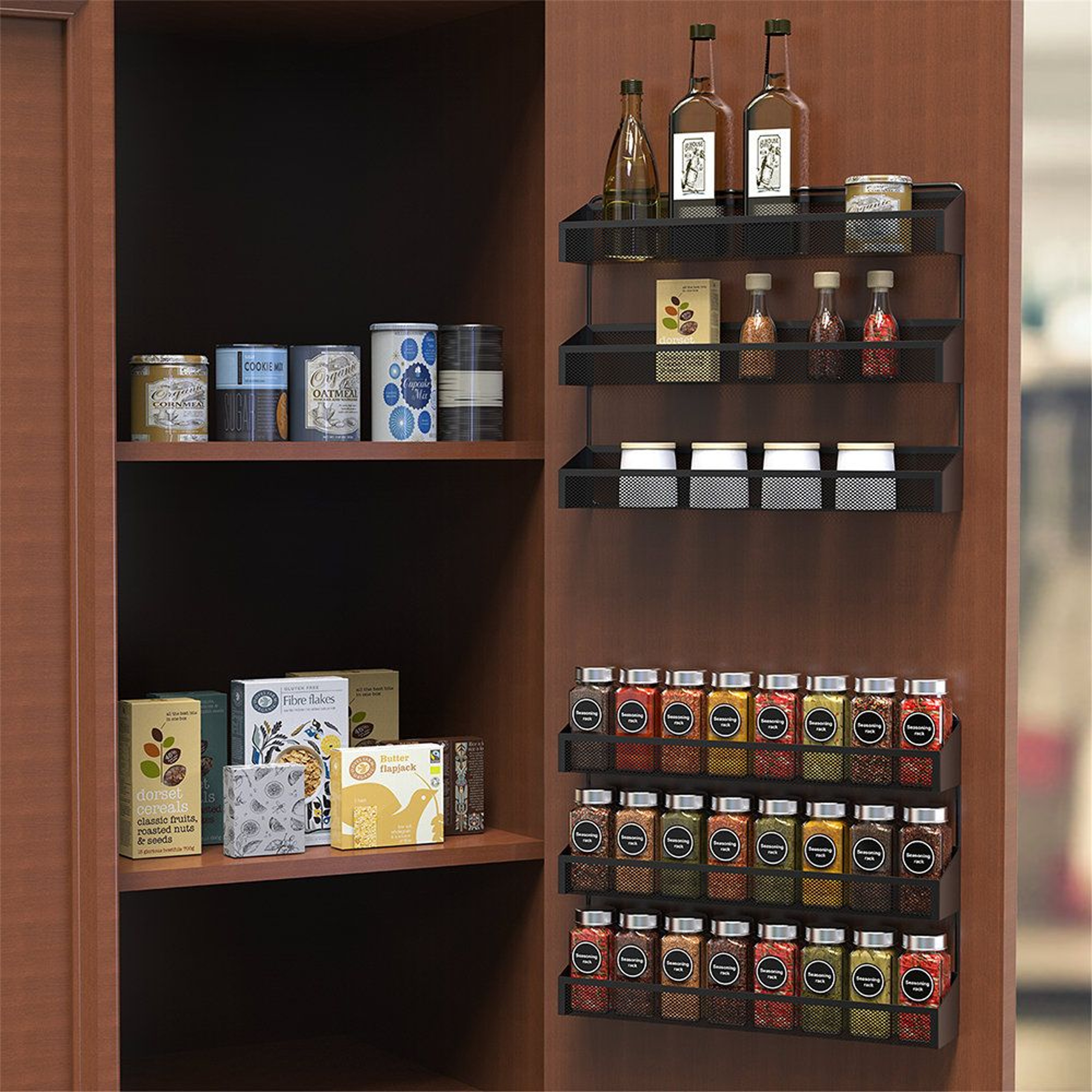 3 Tier Wall Mounted Spice Rack Organizer With Countertop Storage 3