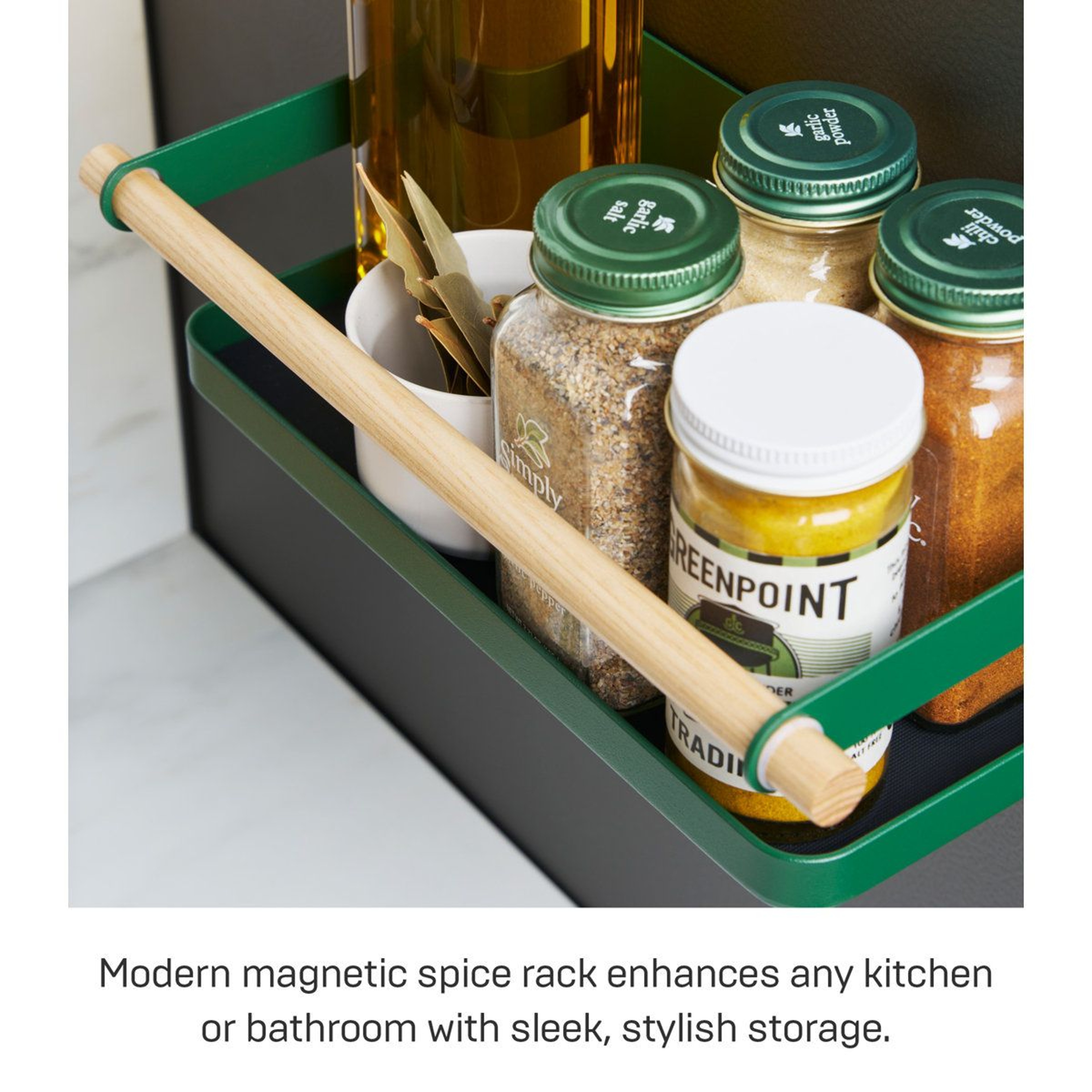 Magnetic Spice Rack For Refrigerator Steel Kitchen Organizer With Wood Accent 4