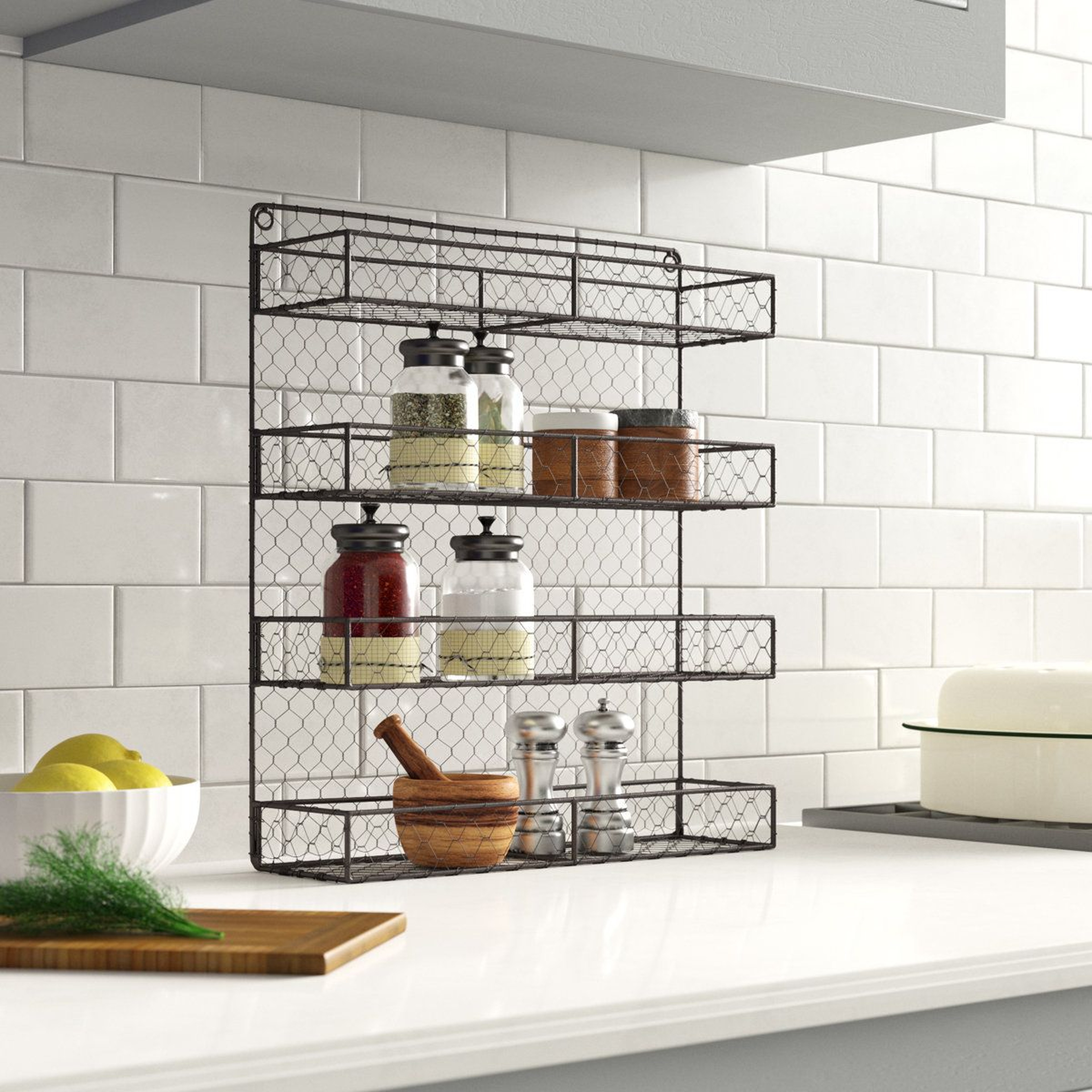 Rustic Wall Mounted Spice Rack 36 Jar Metal Kitchen Pantry Organizer 3