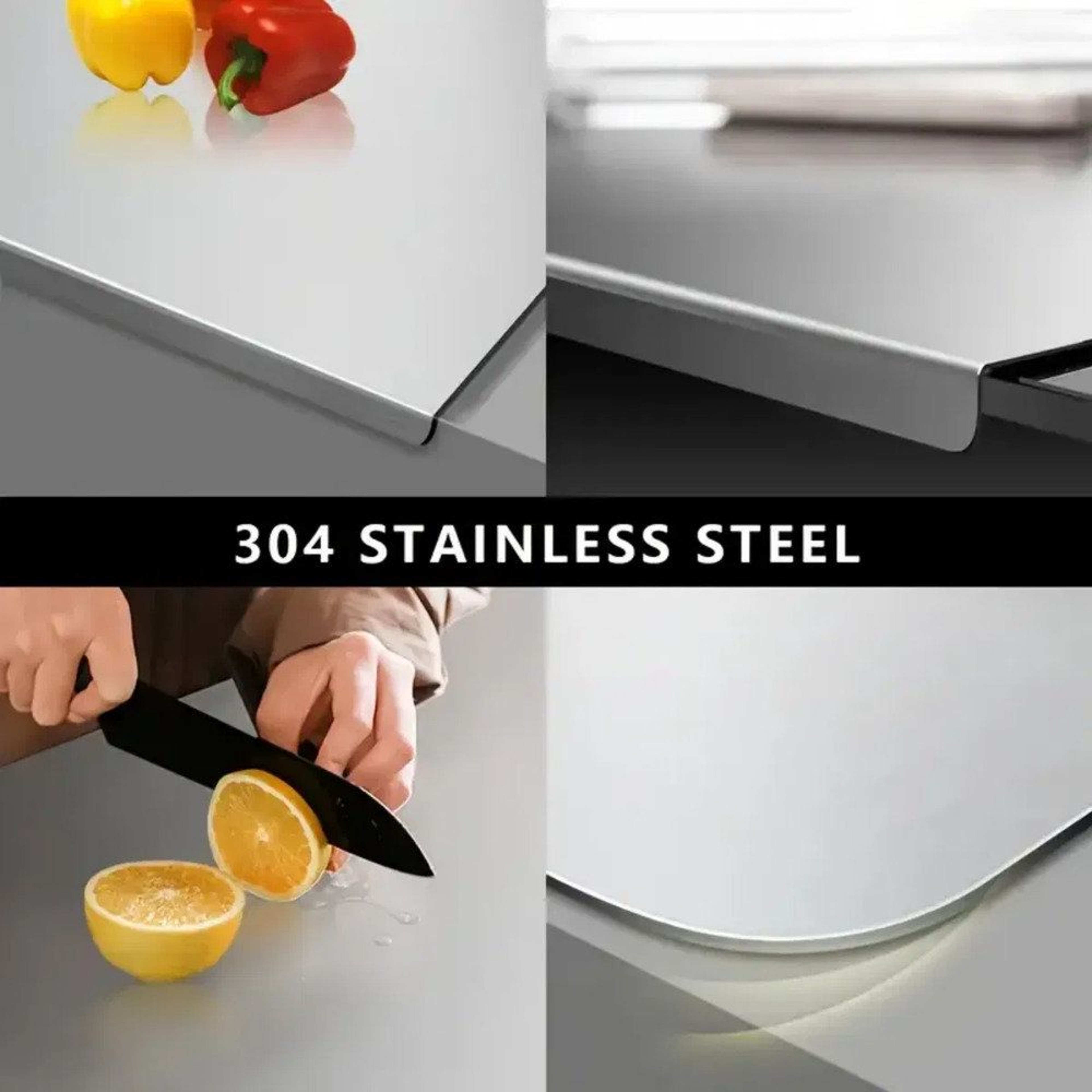 XXL 304 Stainless Steel Cutting Board Baking Tray With Sealed Lid And Non Slip Base 4