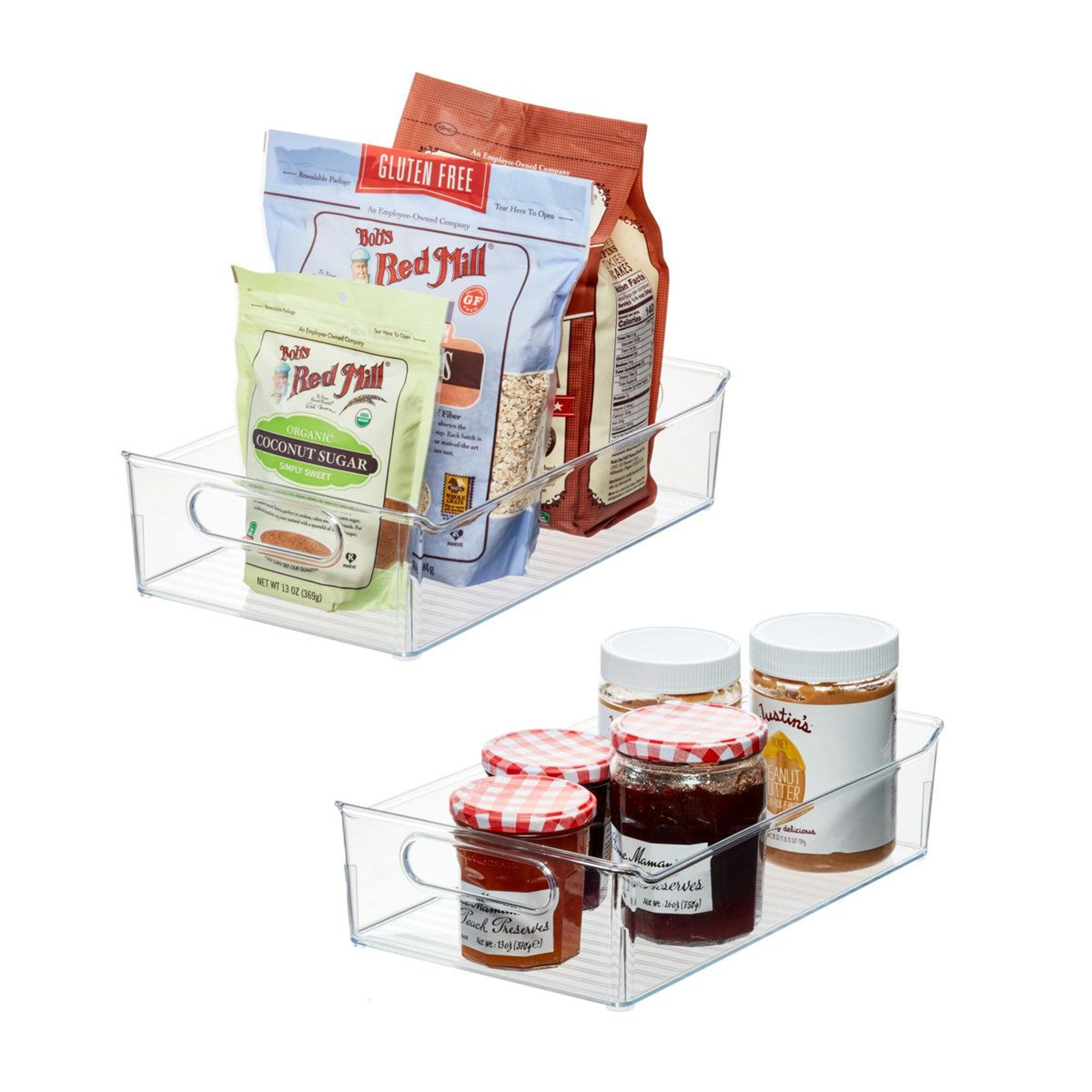 Clear Pantry Storage Organizer Bins With Handles Recycled Plastic Set Of Two 1