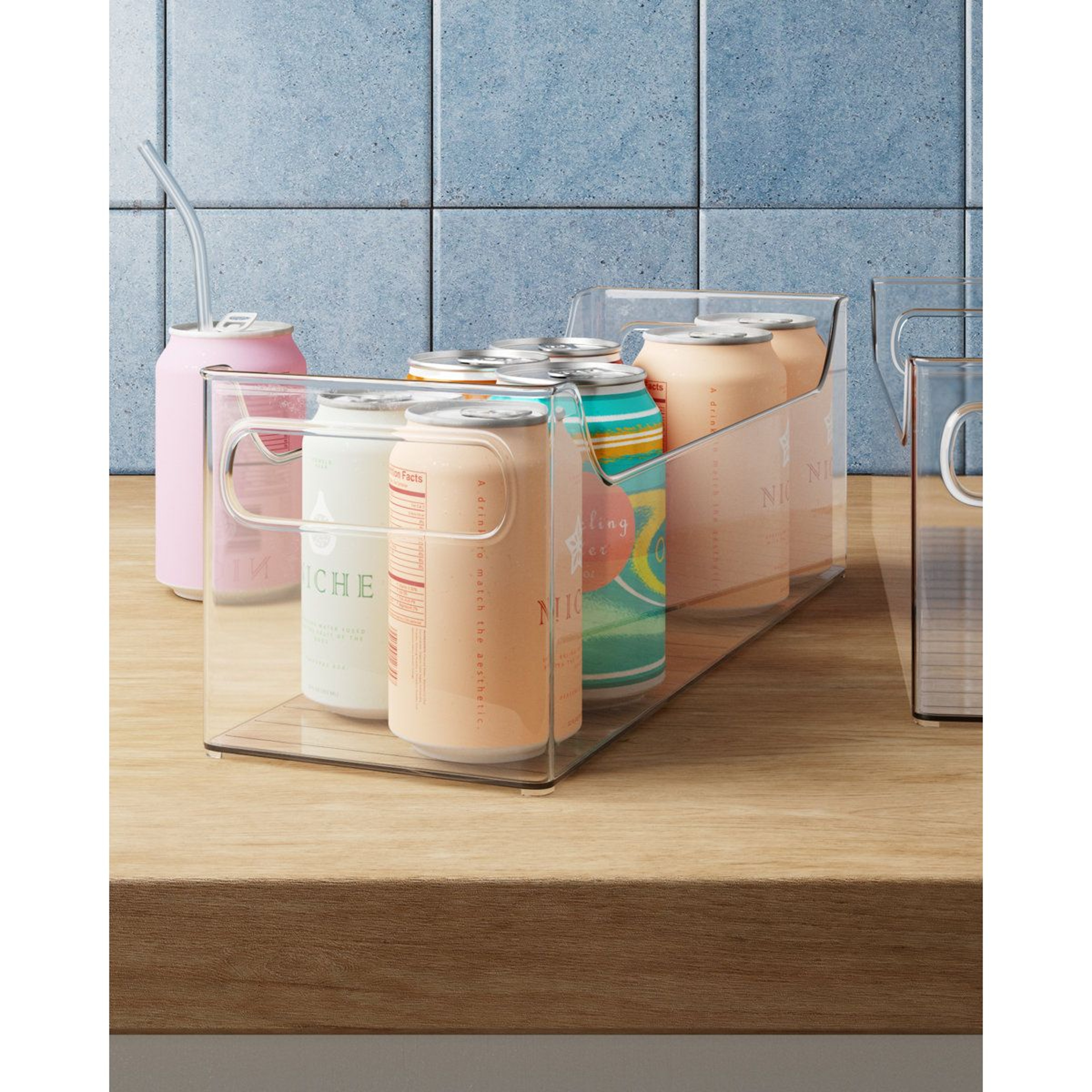 Clear Stackable Fridge Organizer Bins BPA Free Food Storage Containers Set Of 2 4
