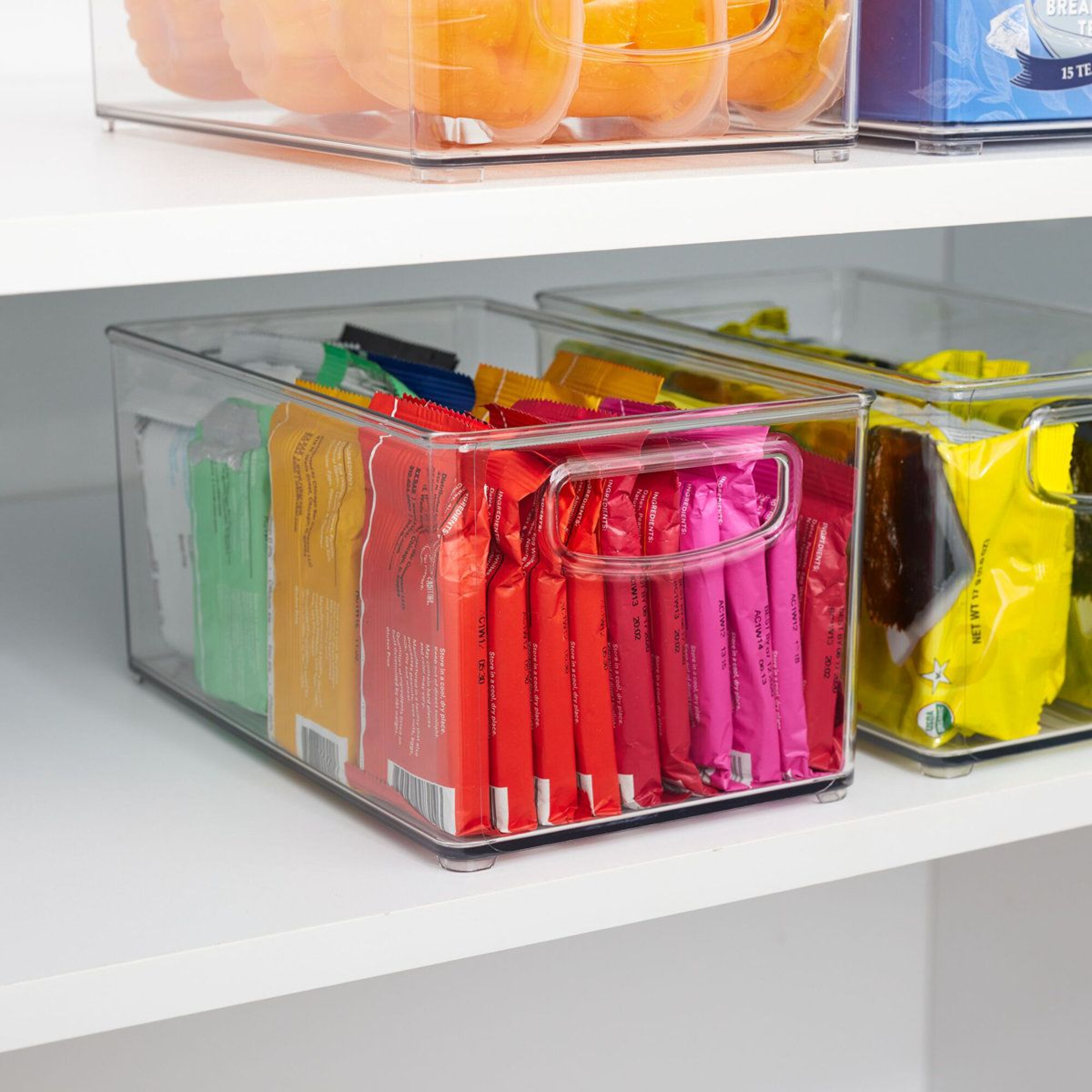 Clear Pantry Organizer Bins With Handles 6 Piece Refrigerator Storage Set 3